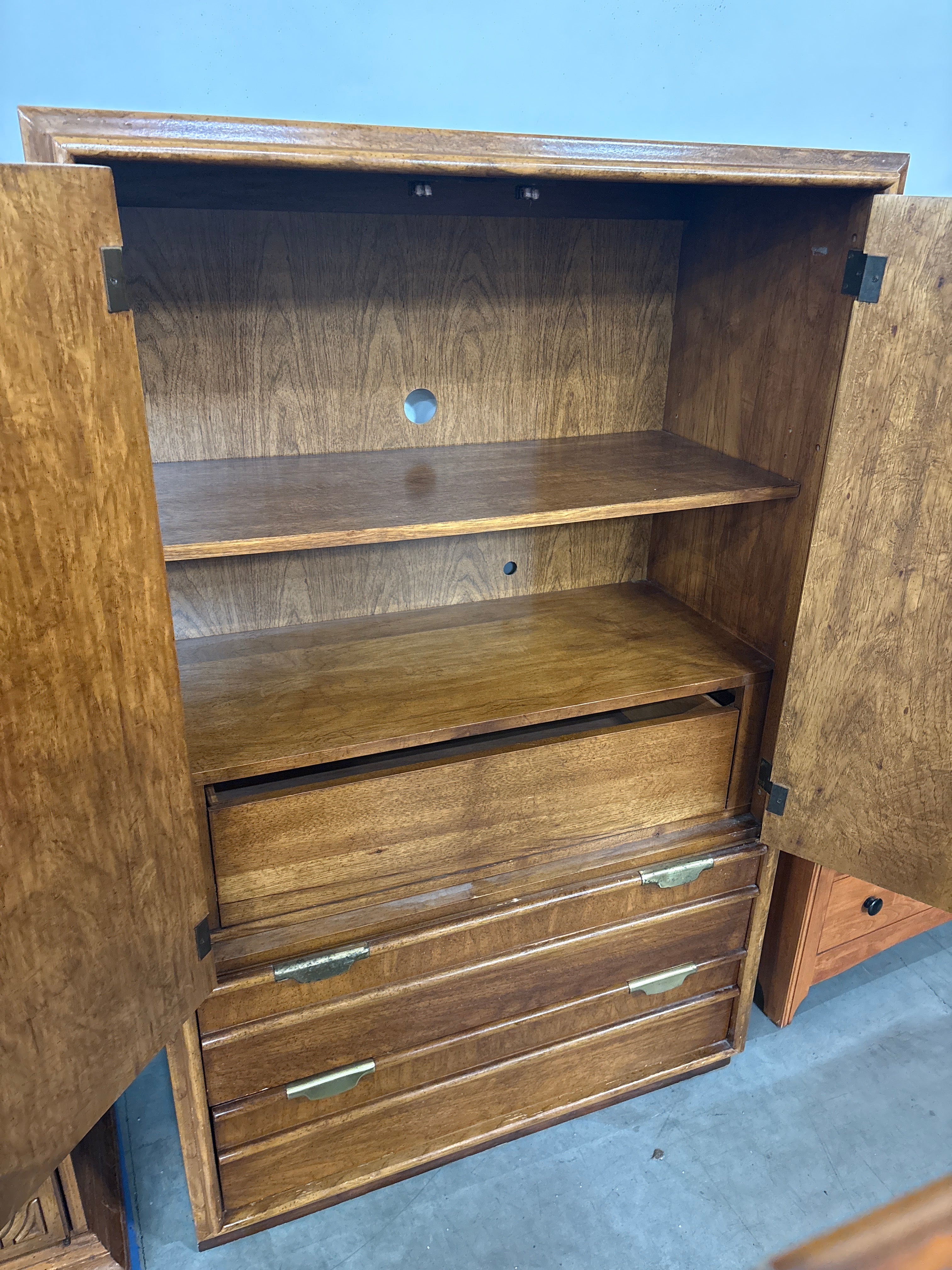 Traditional Dixie Hardwood Armoire Cabinet with Storage Drawers
