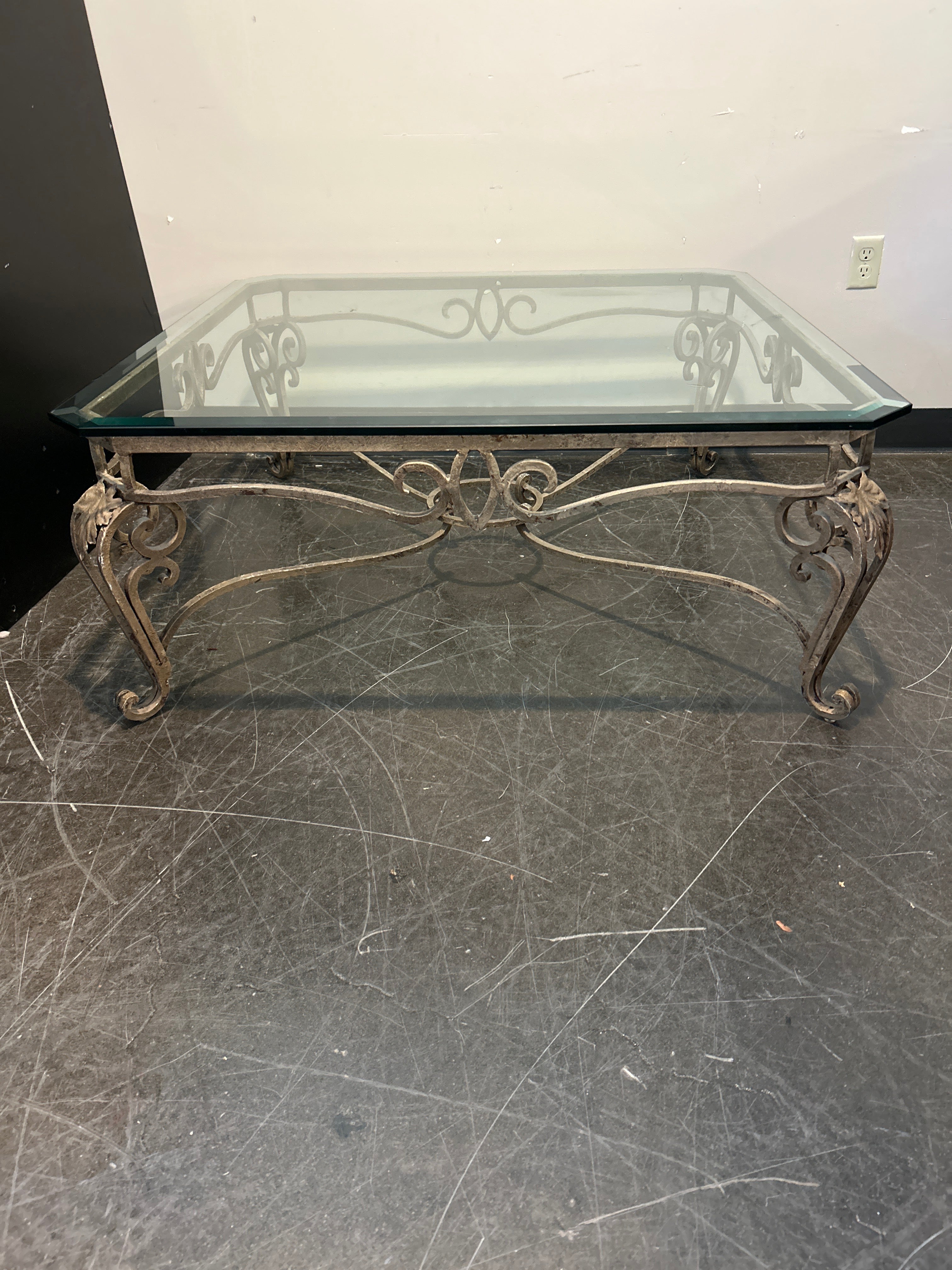 Ornate Glass-Top Square Coffee Table