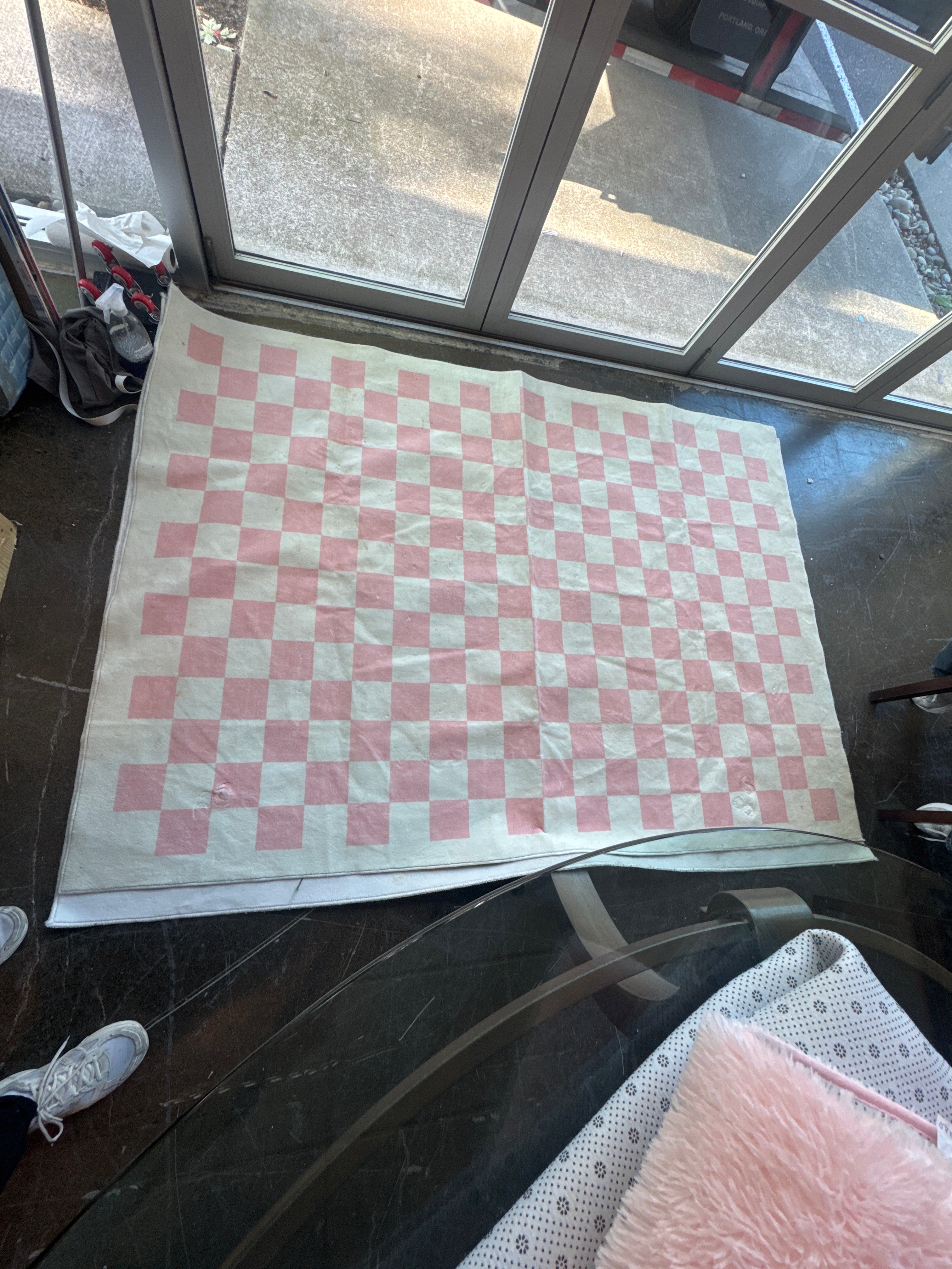 Pink Checkered Rug