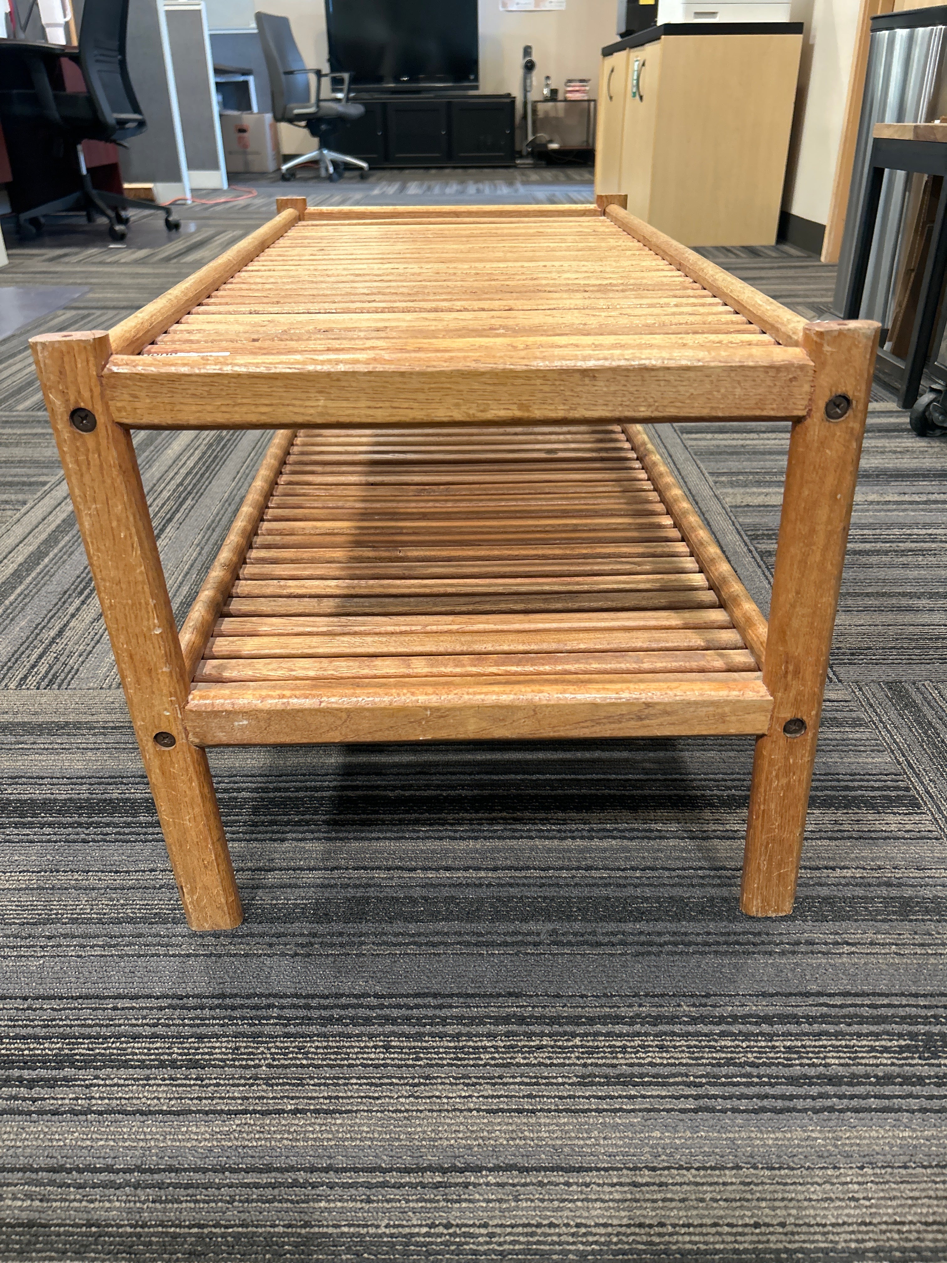 Rustic Two-Tiered Wooden Shoe Rack
