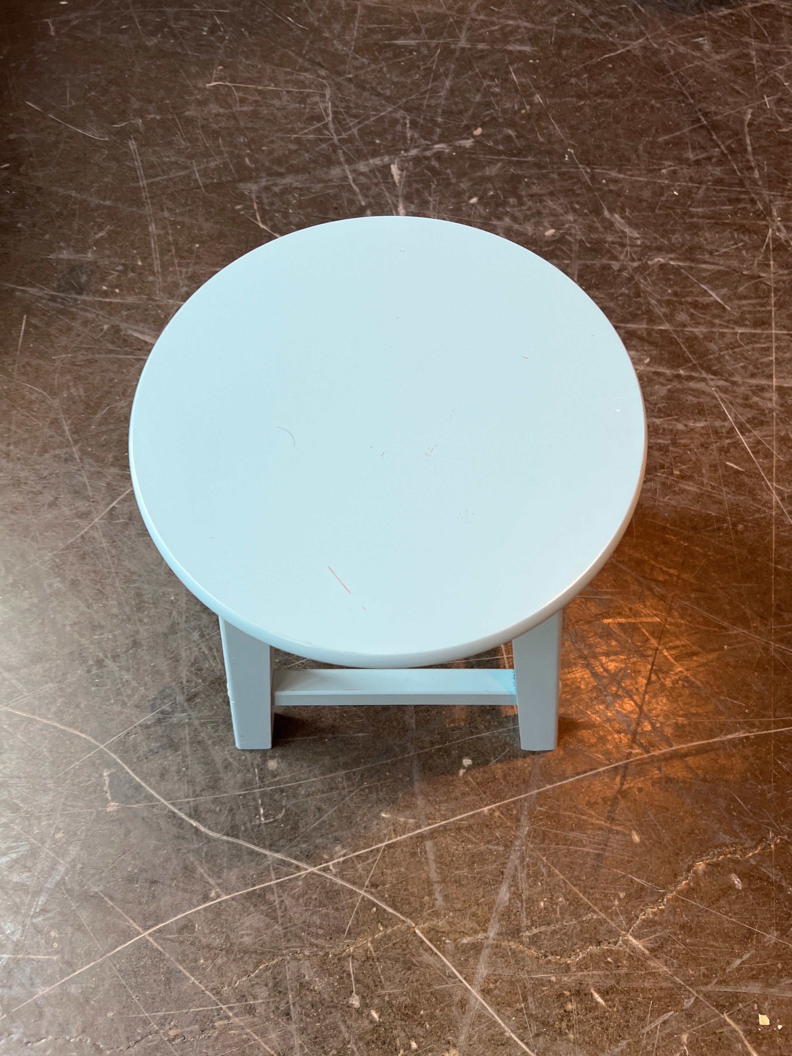 Pastel Blue Wood Accent Stool