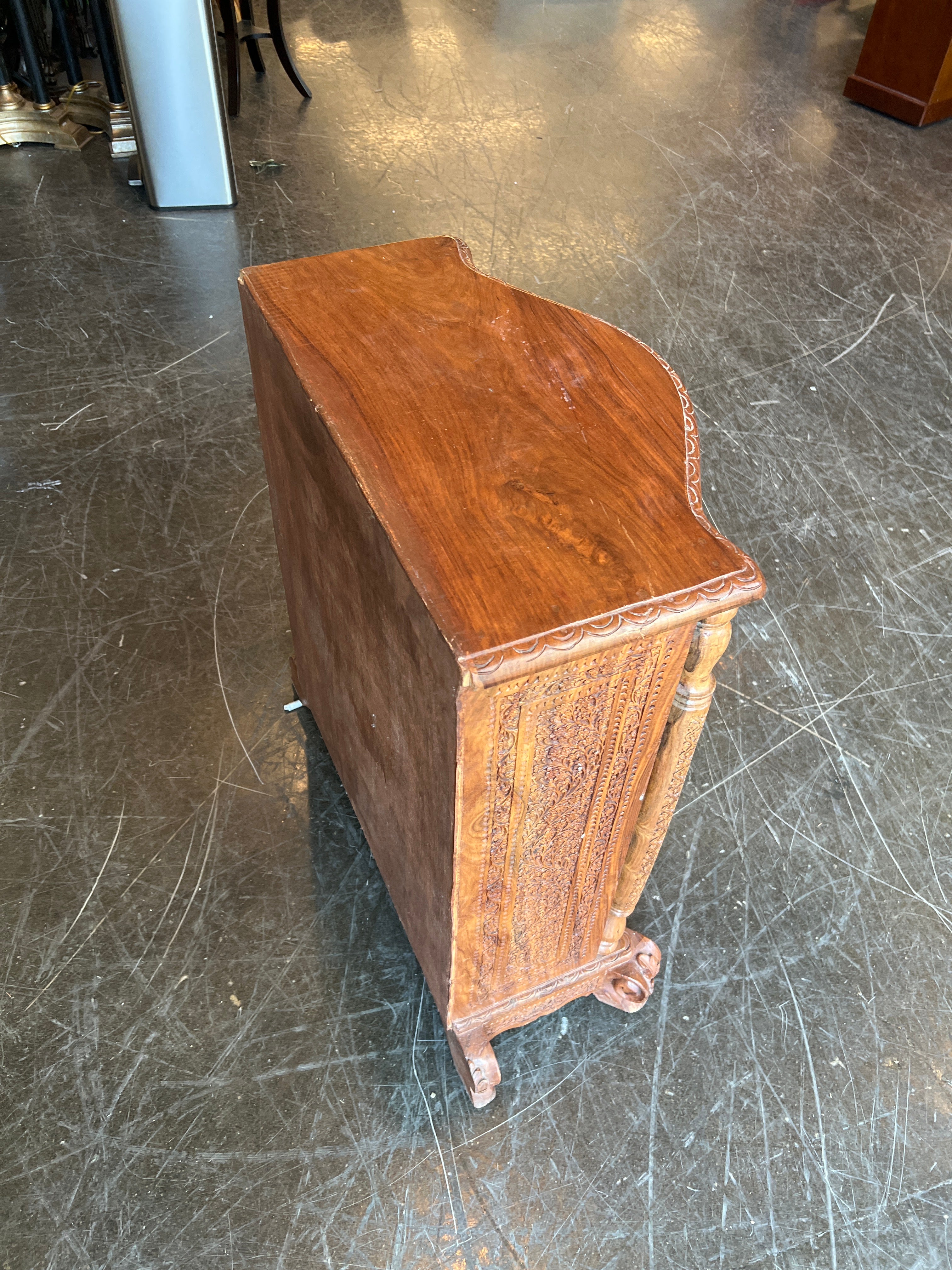 Intricate Carved Wood Corner Cabinet