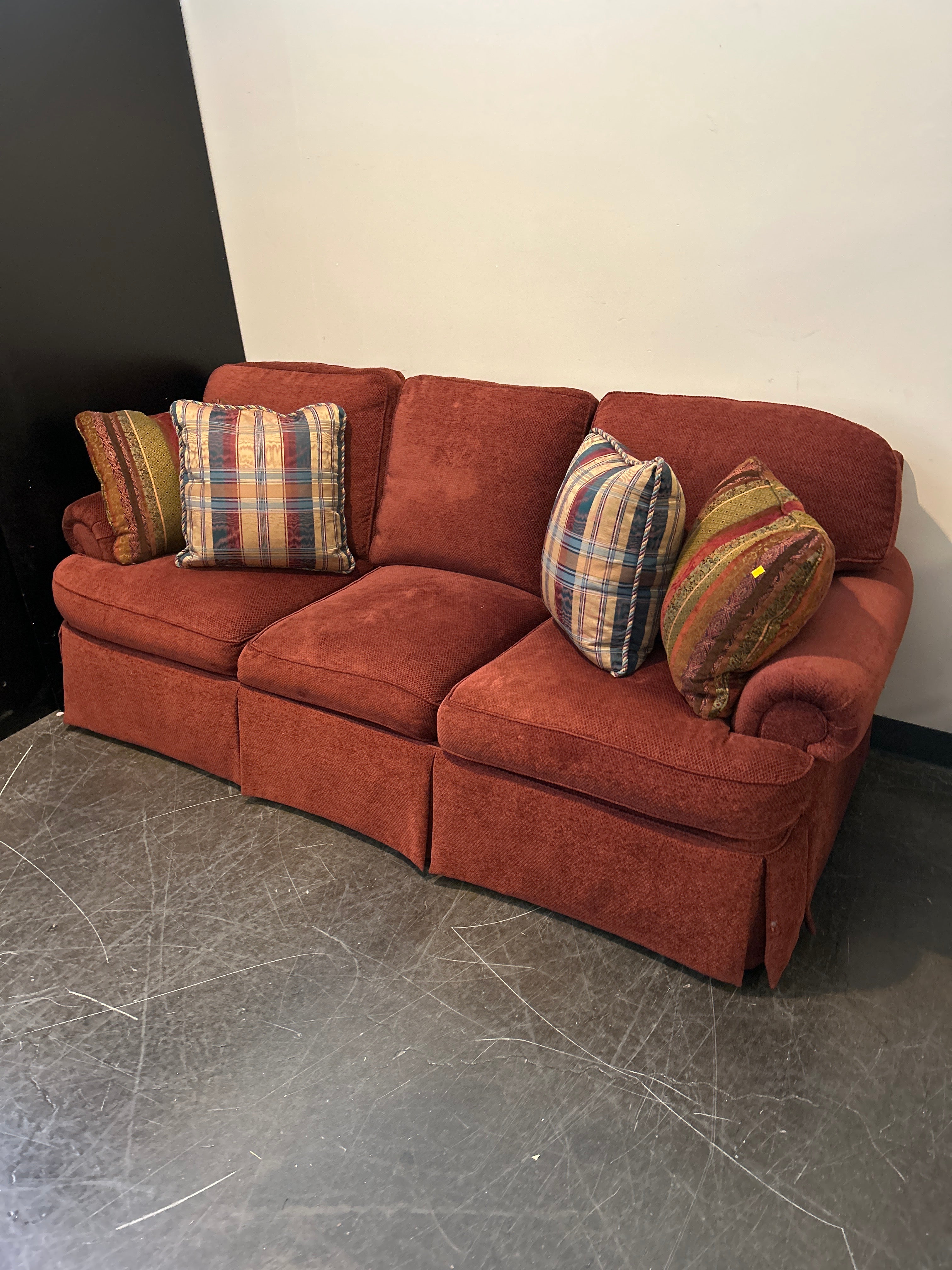 Sherrill Burgundy 3-Seater Sofa in Good Condition