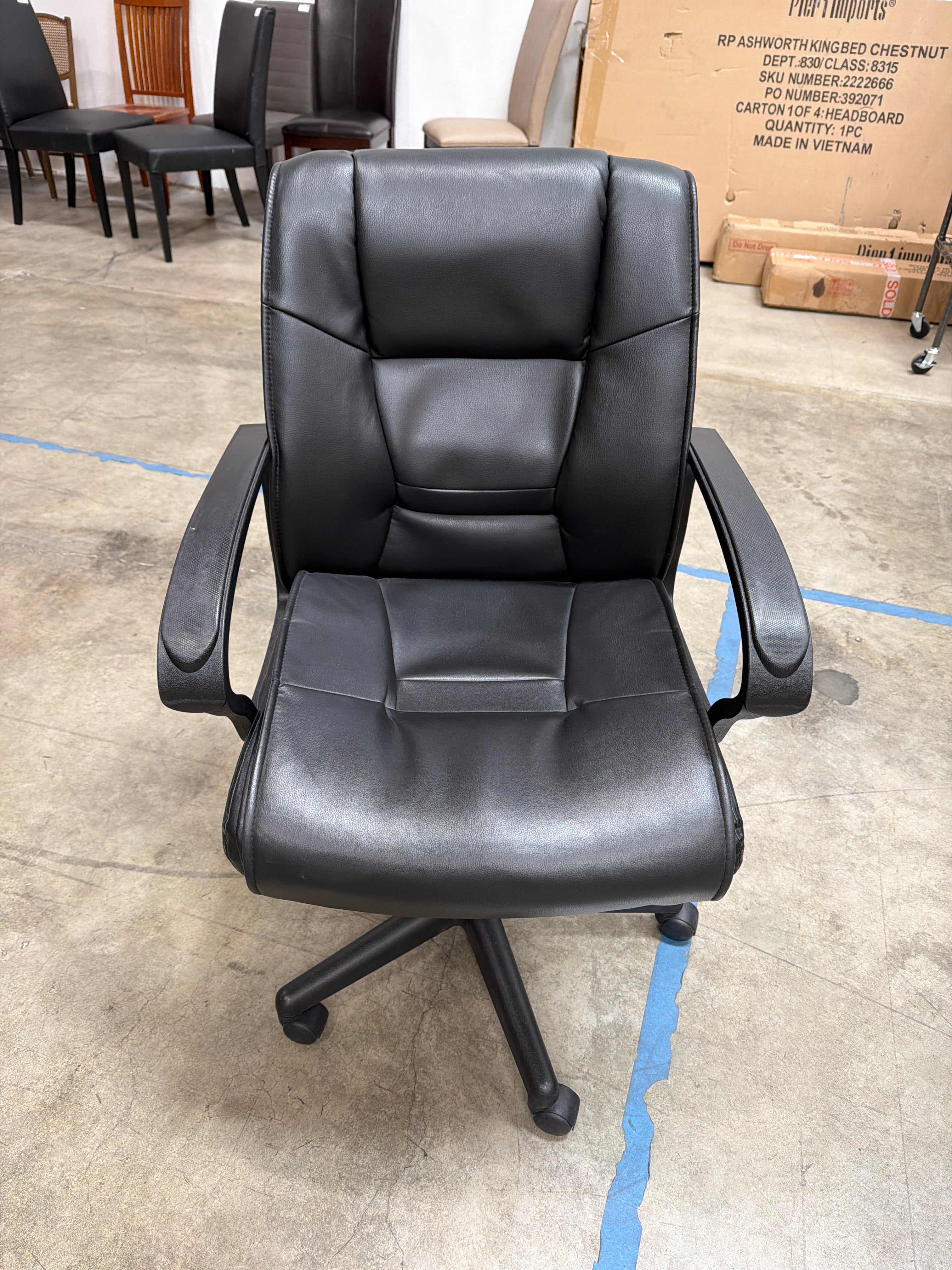 Comfortable Black Faux Leather Adjustable Swivel Office Chair