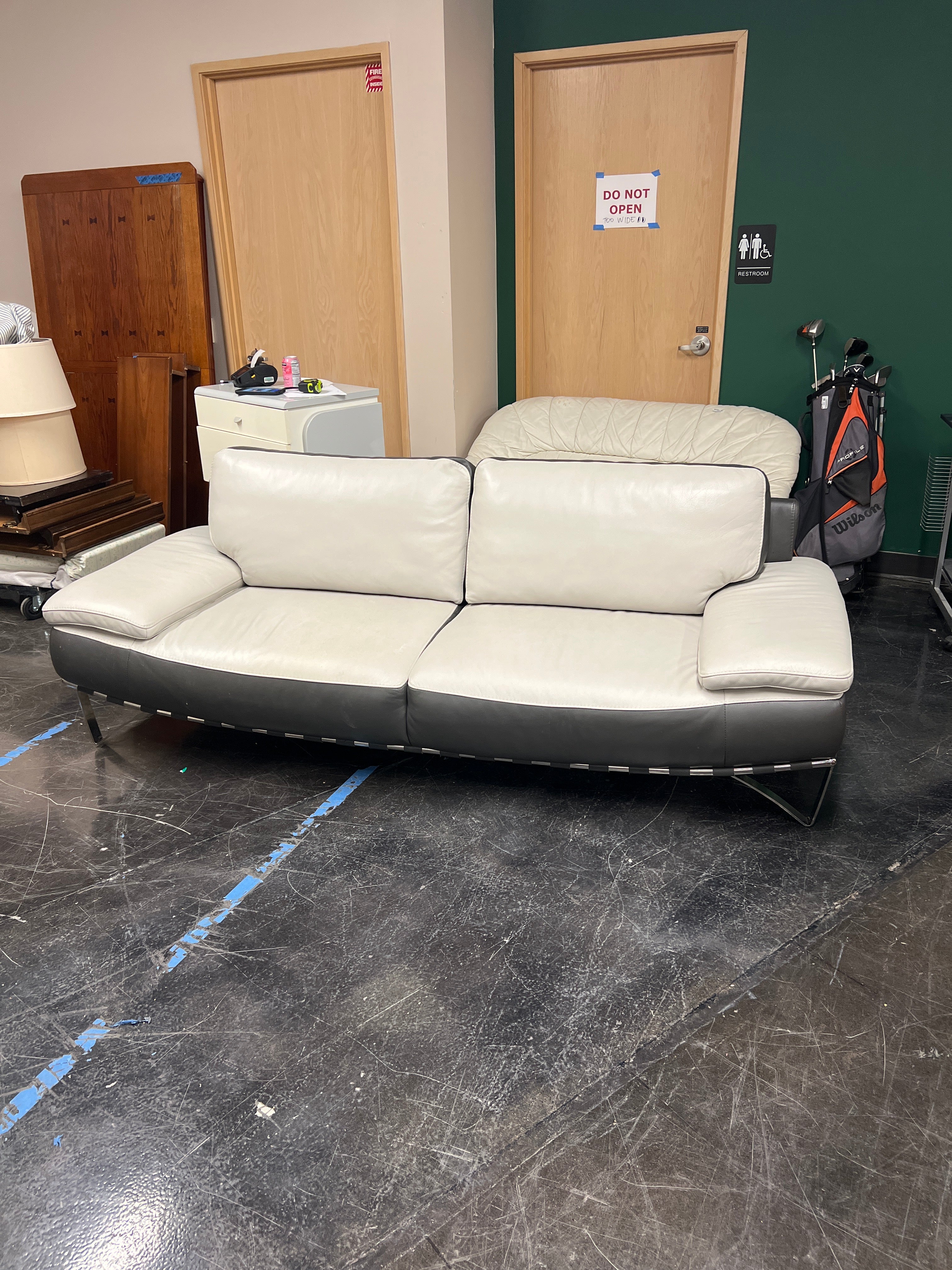 Modern Two-Tone Leather Sofa