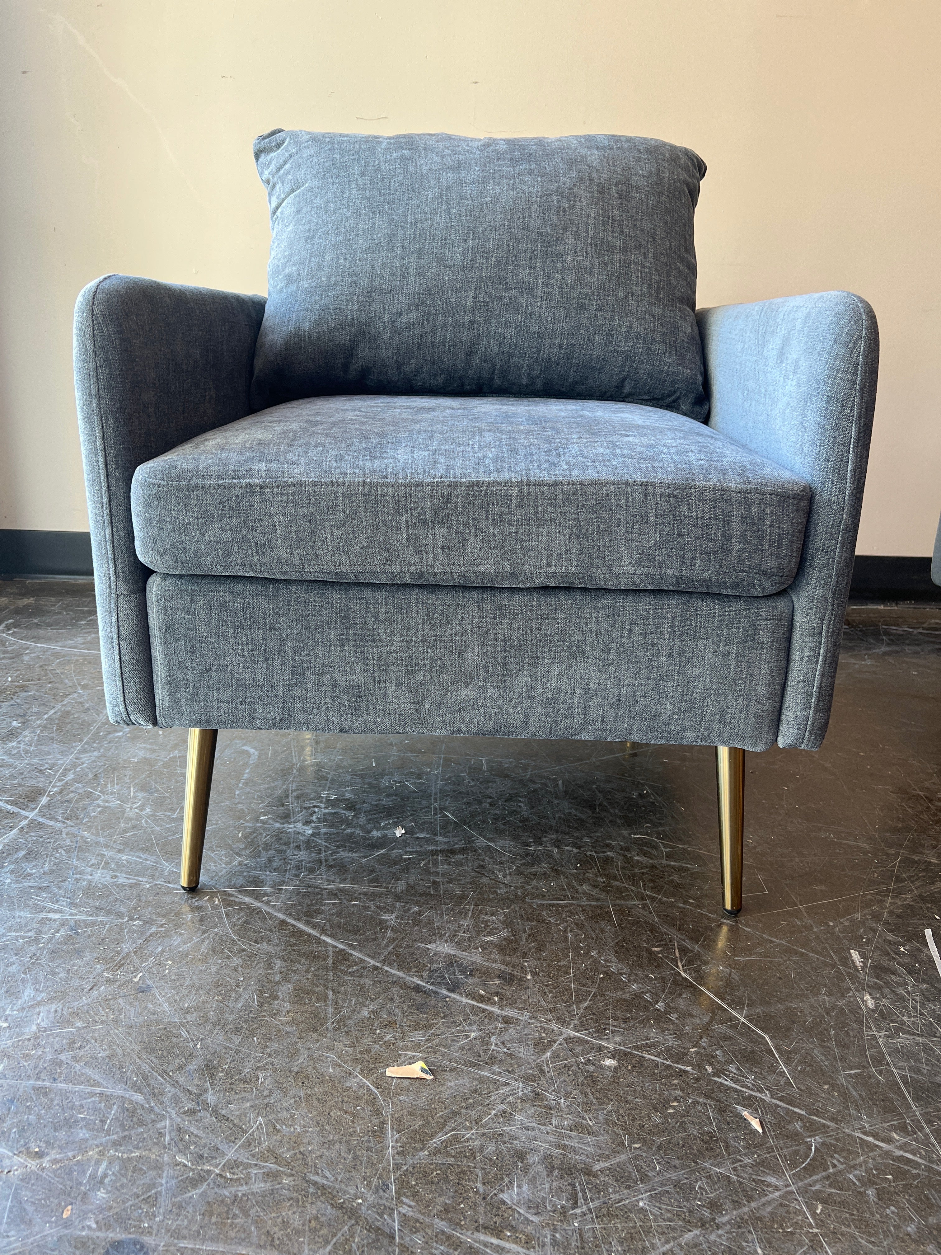Mid-Century Modern Gray Fabric Club Chair