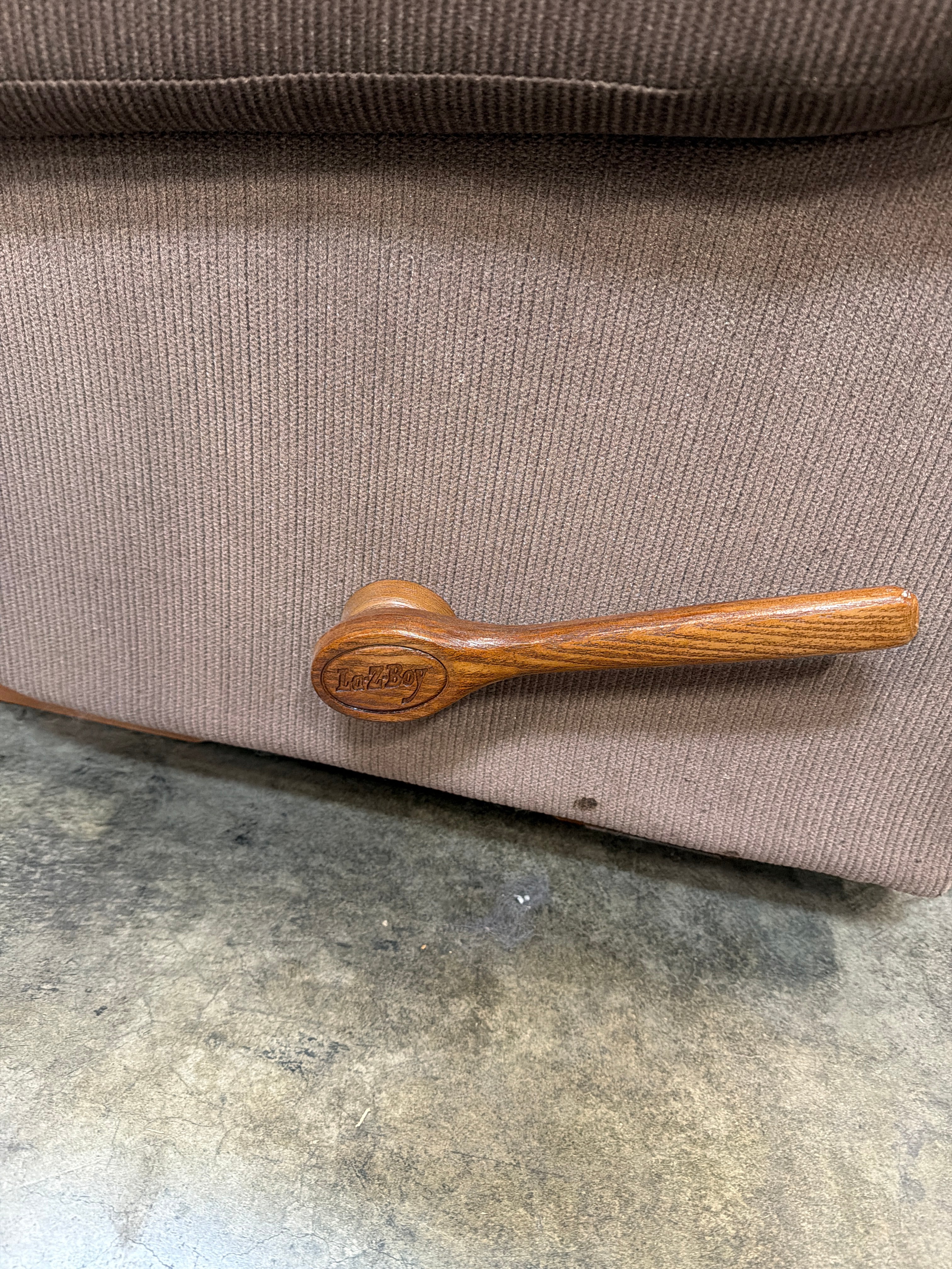LaZBoy Comfortable Brown Ribbed Fabric Recliner Chair