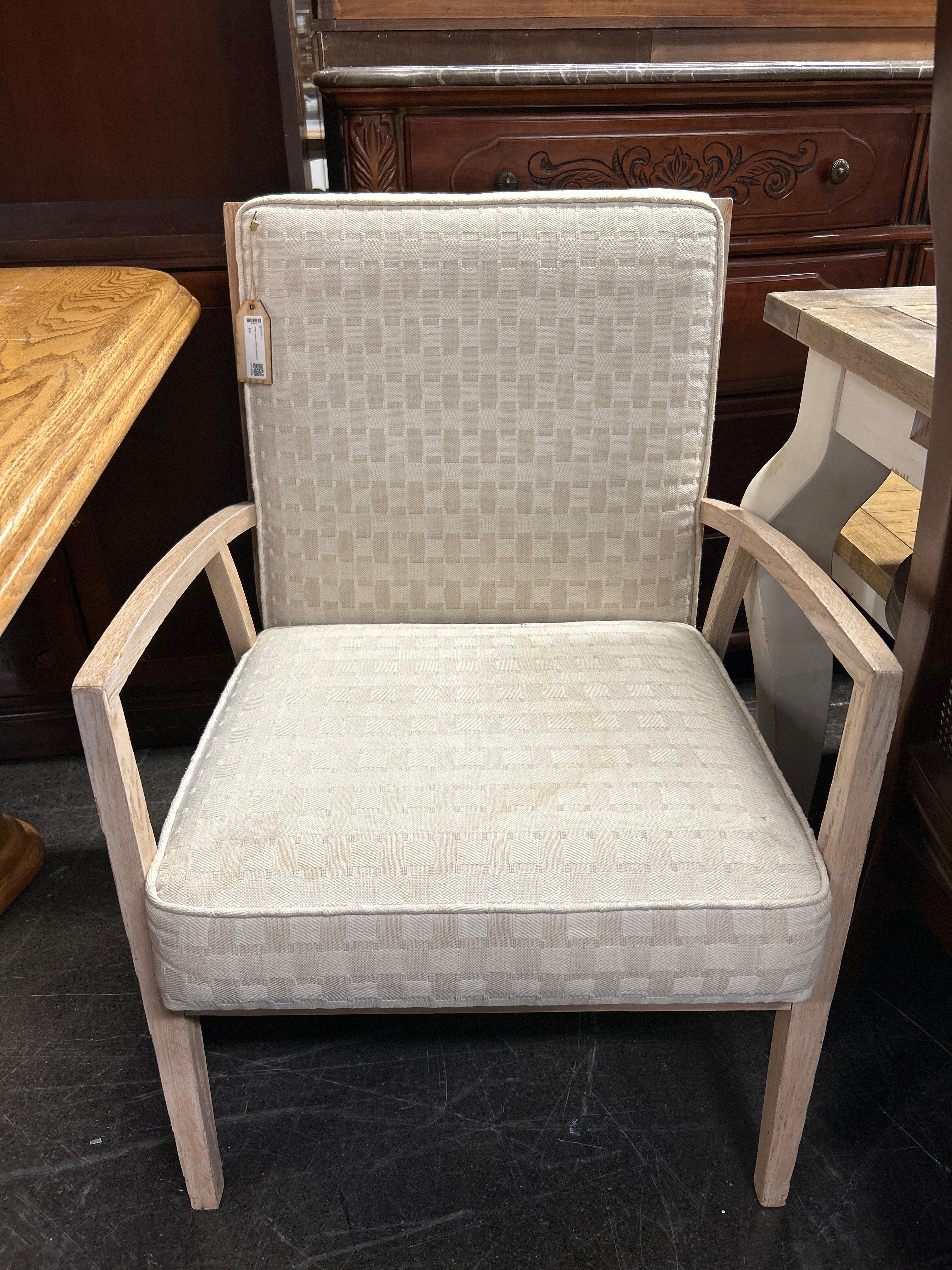 White Cushion w/ Wood Frame Chair