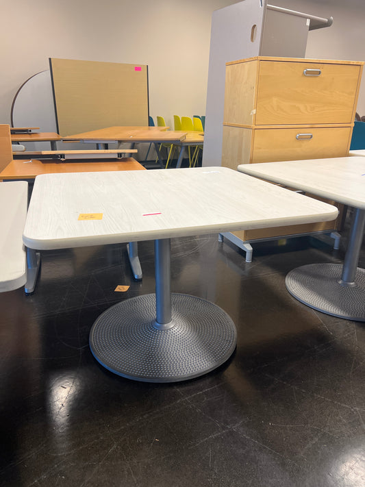 White Square table w/ Metal Base