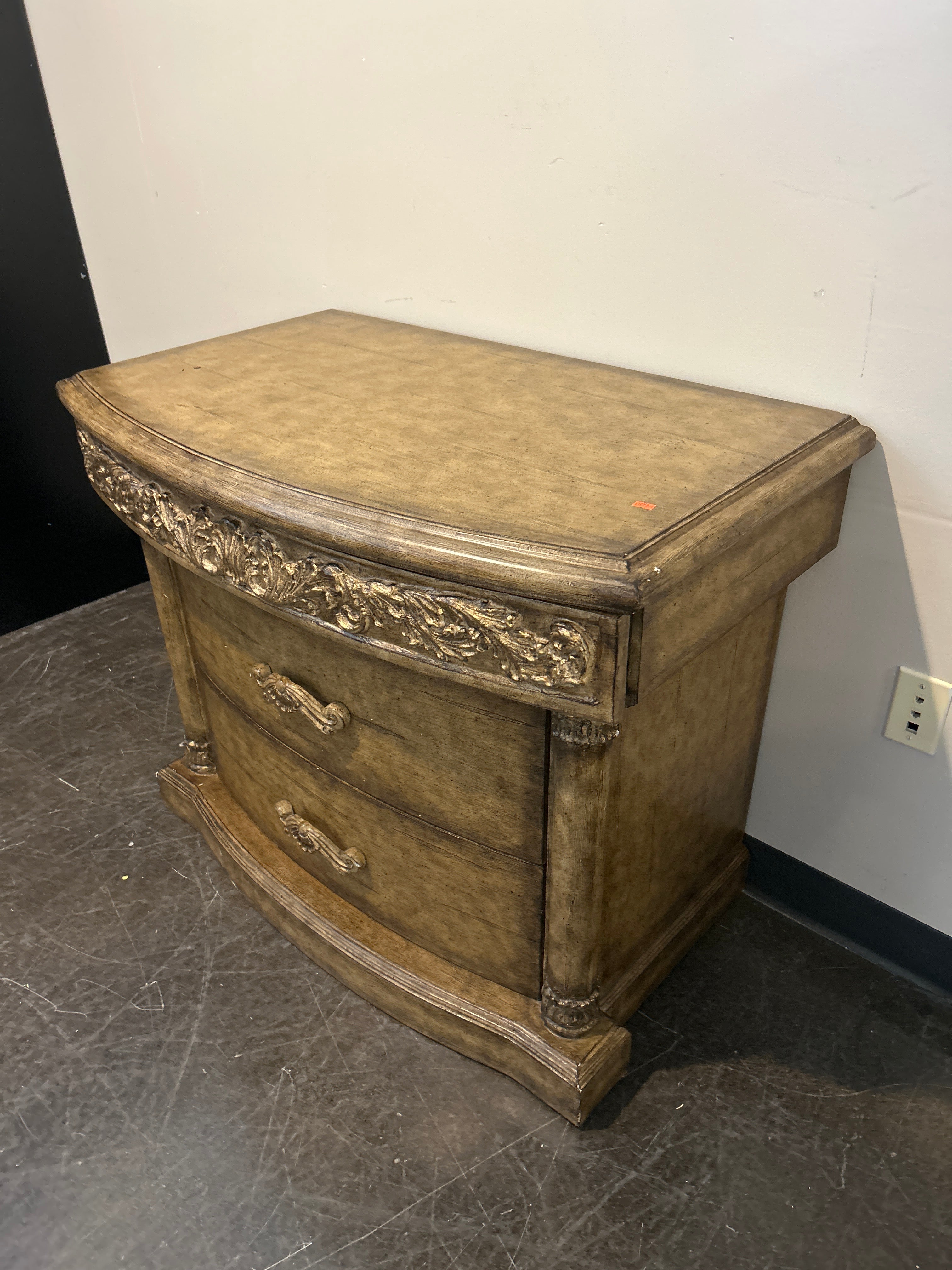 Two-Drawer Nightstand with Ornate Accents