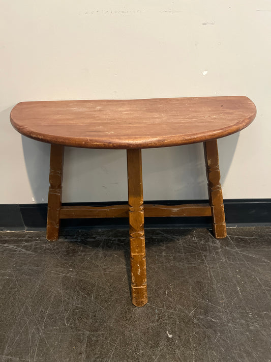 Rustic Brown Wood Half-Moon Table