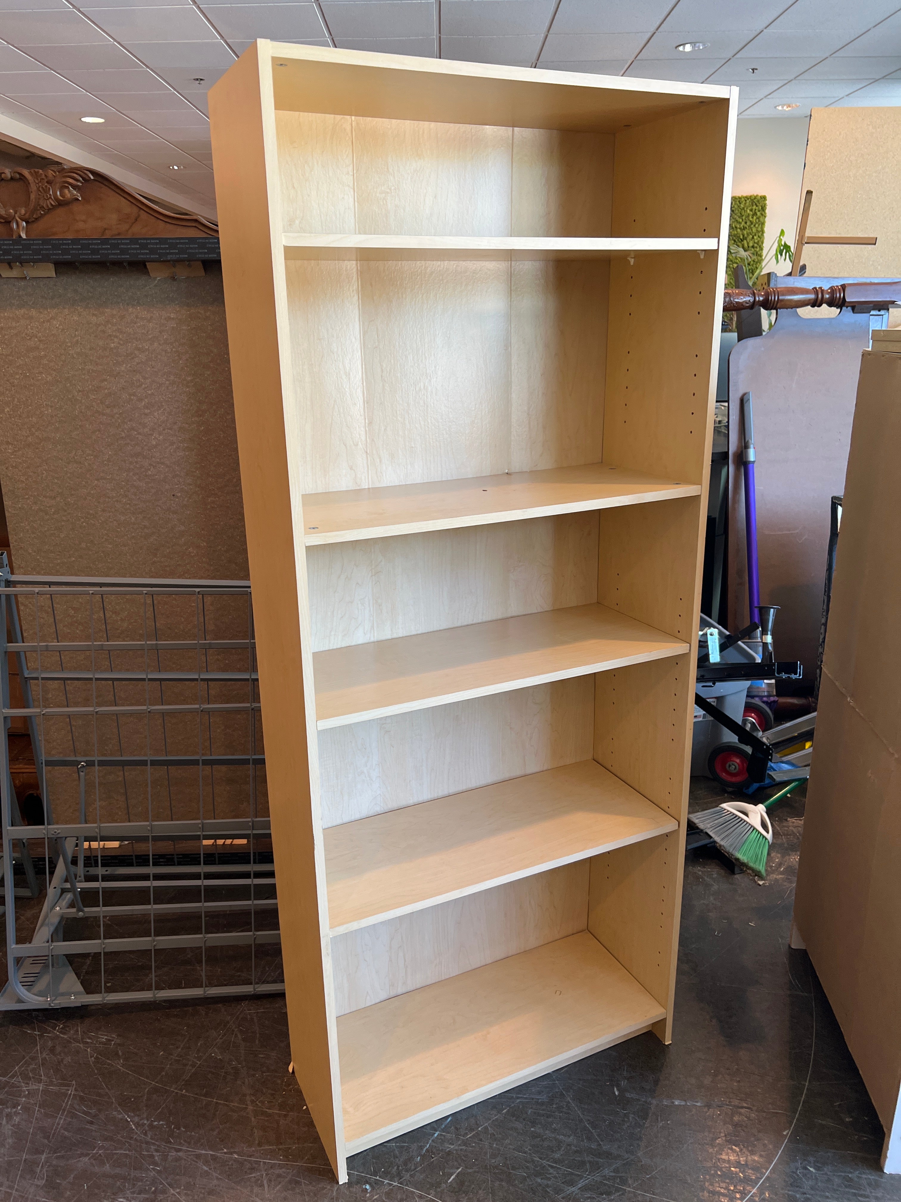 Tall Light Wood Bookcase with 5 Shelves