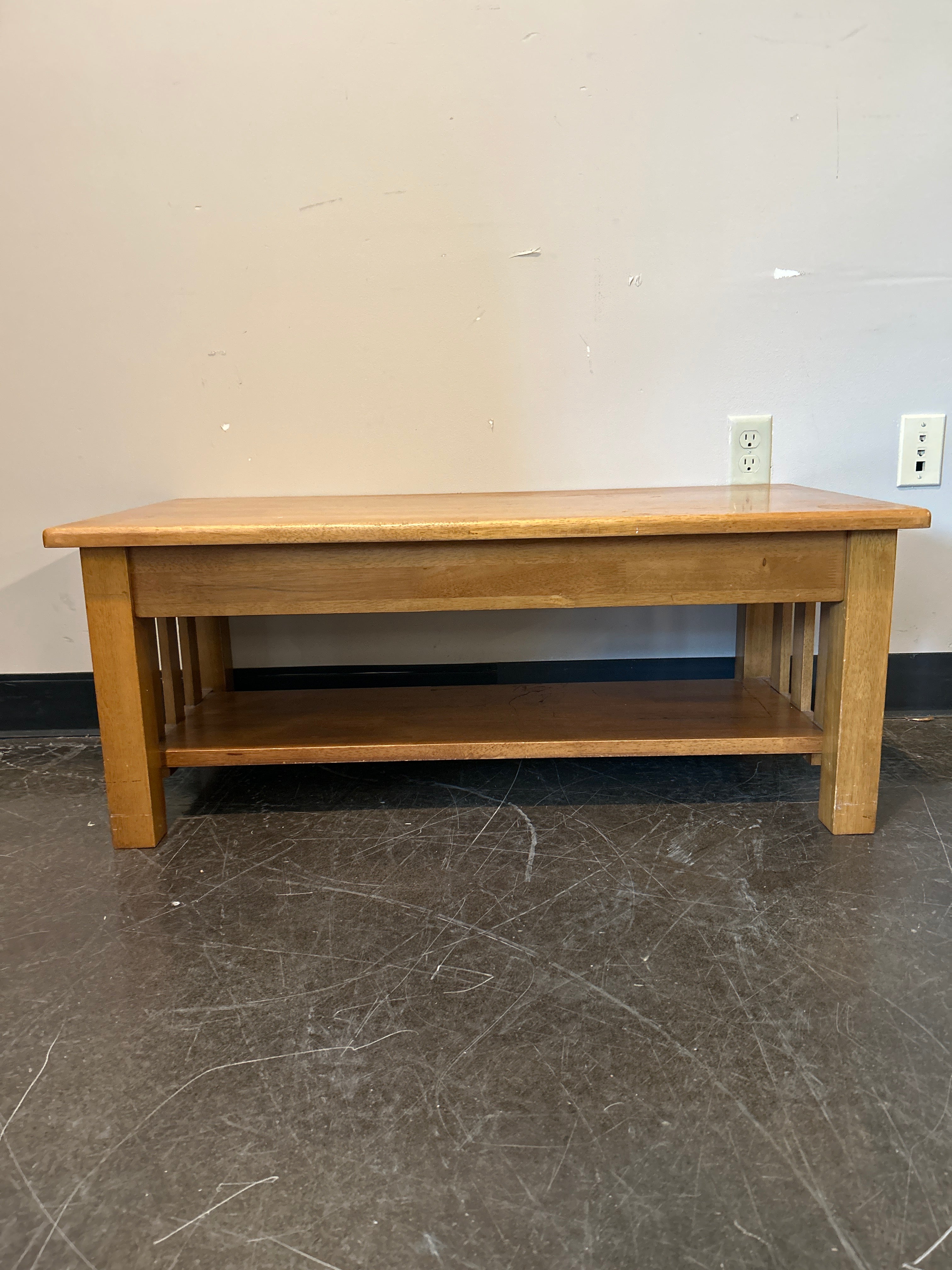 Solid Wood Coffee Table with Shelf
