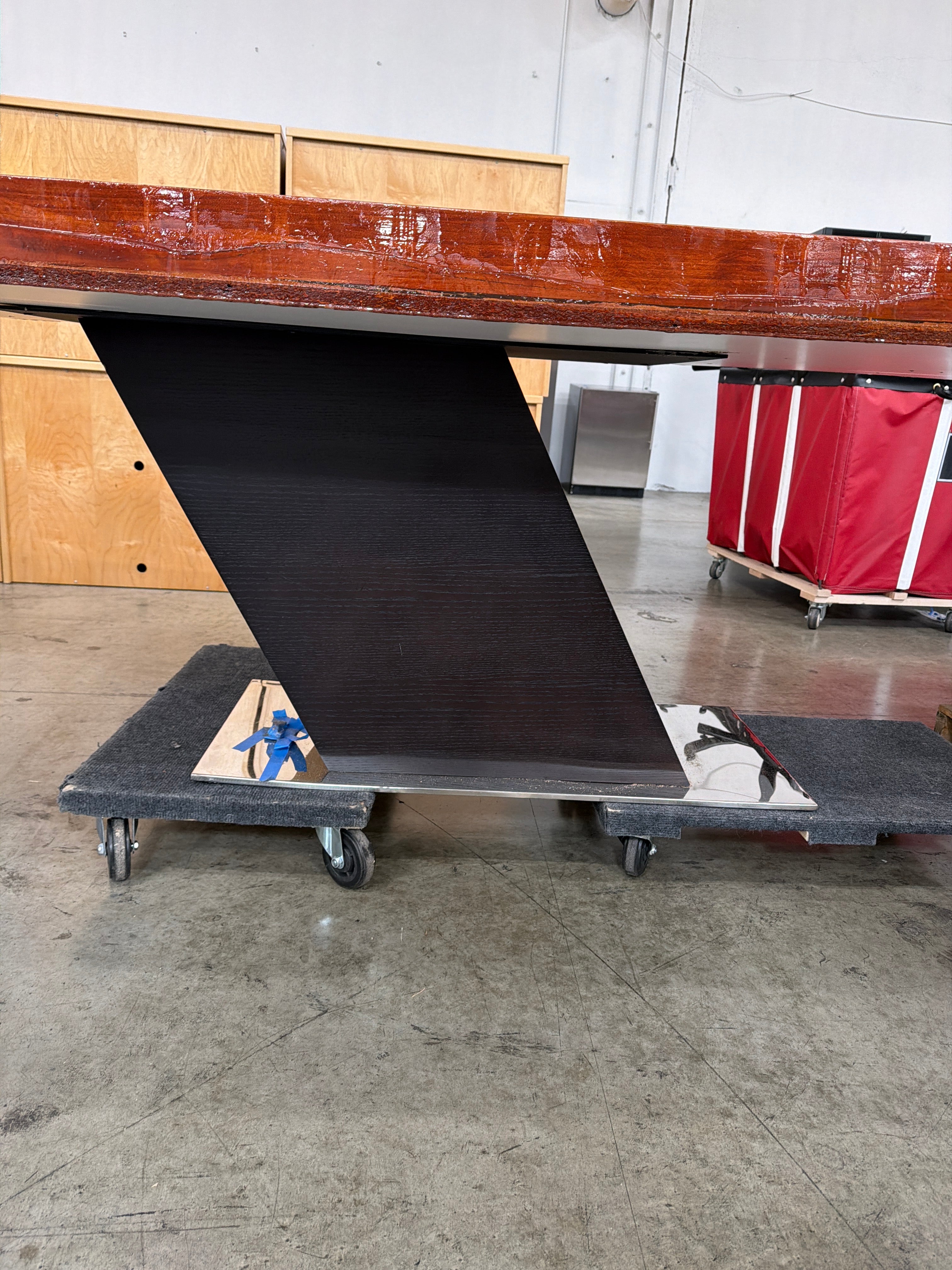 Unique Wood and Resin Dining Table with Pedestal Base
