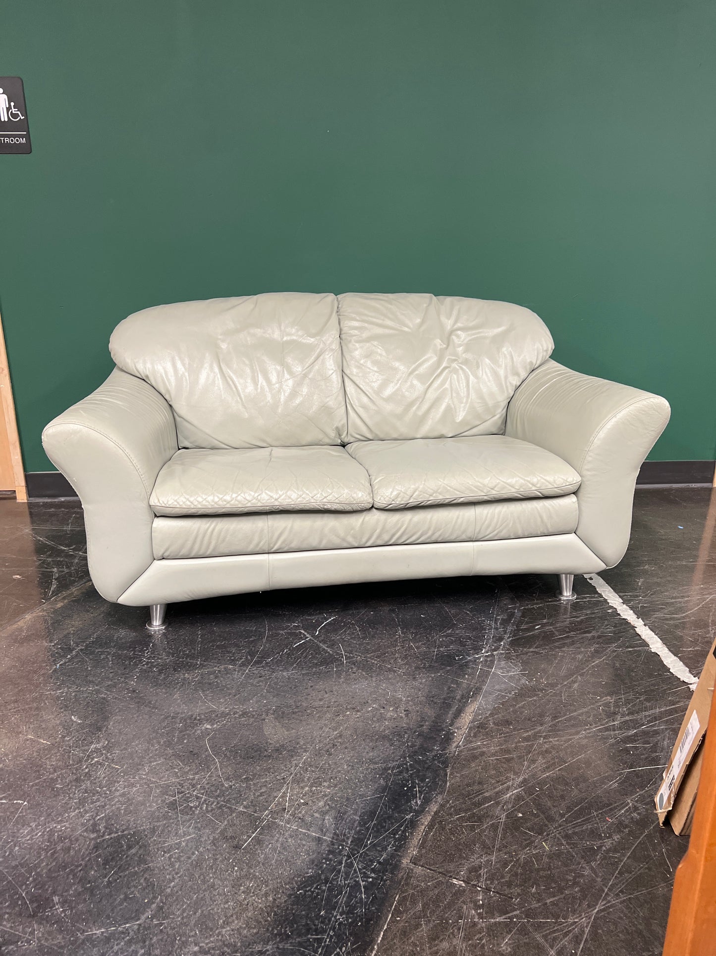 Plush Light Grey Leatherette Sofa