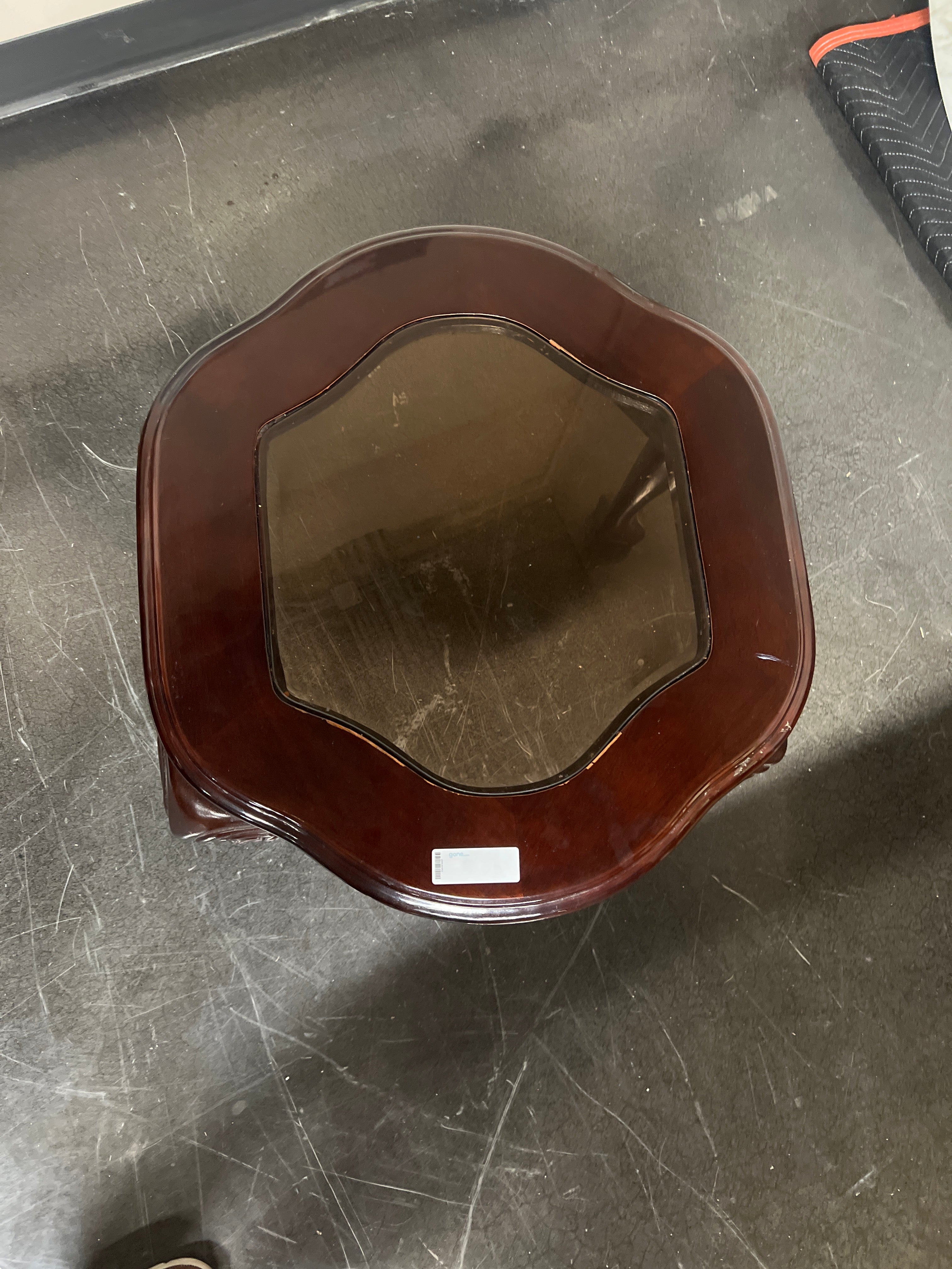 Elegant Cherry Finish End Table with Glass Inset