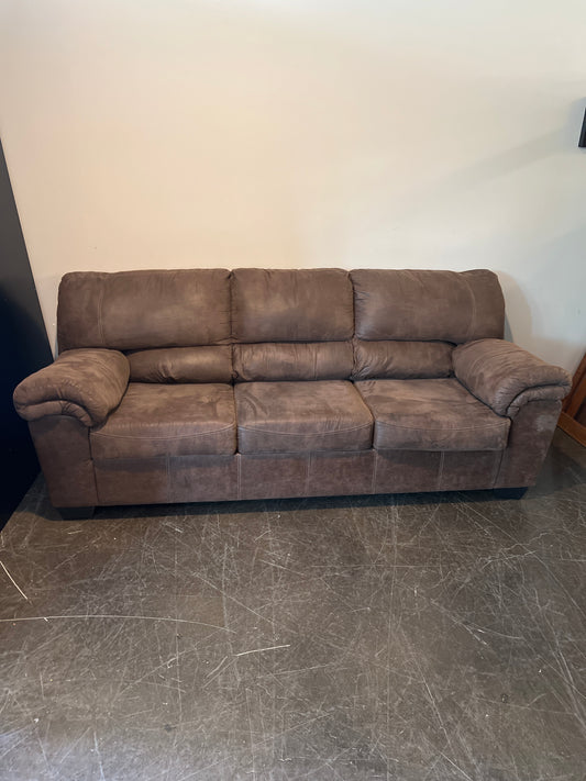 Plush 3-Seat Microfiber Sofa – Brown