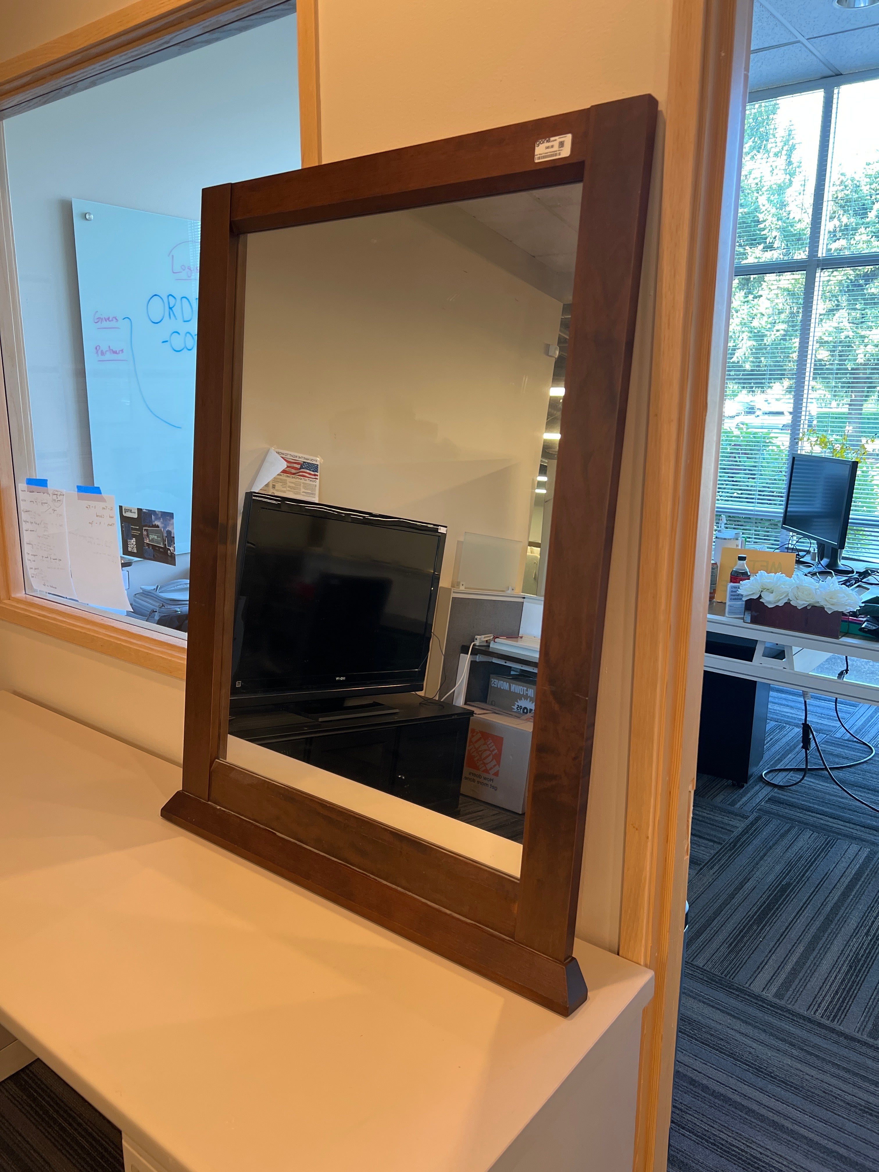 Dark Wood Framed Rectangular Mirror