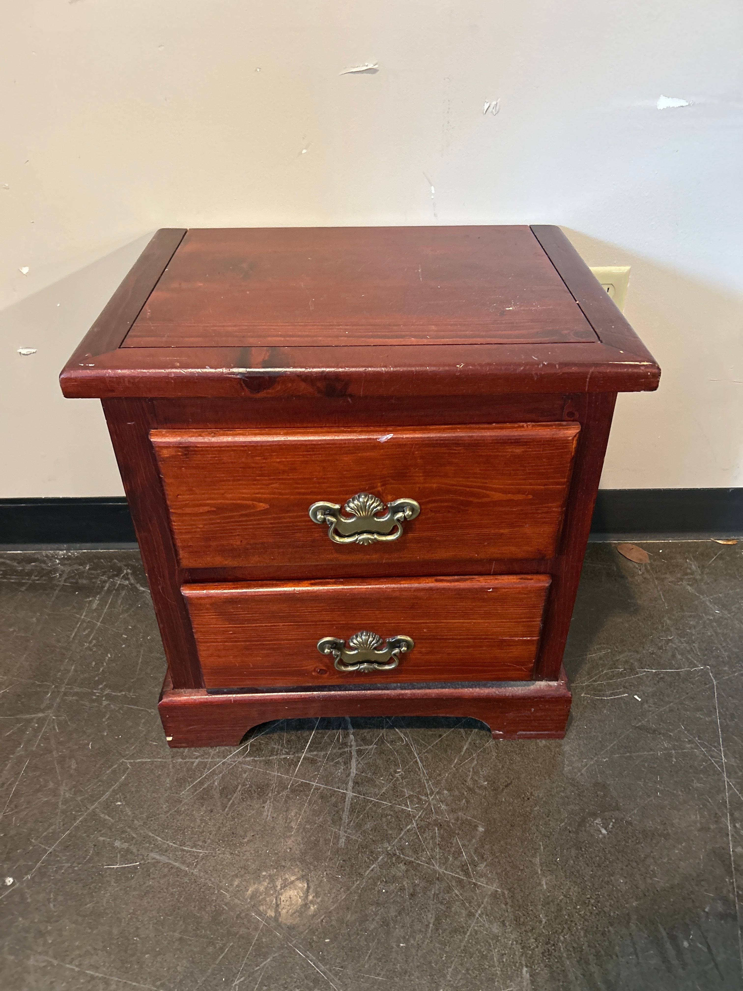 Rich Mahogany Two-Drawer Nightstand