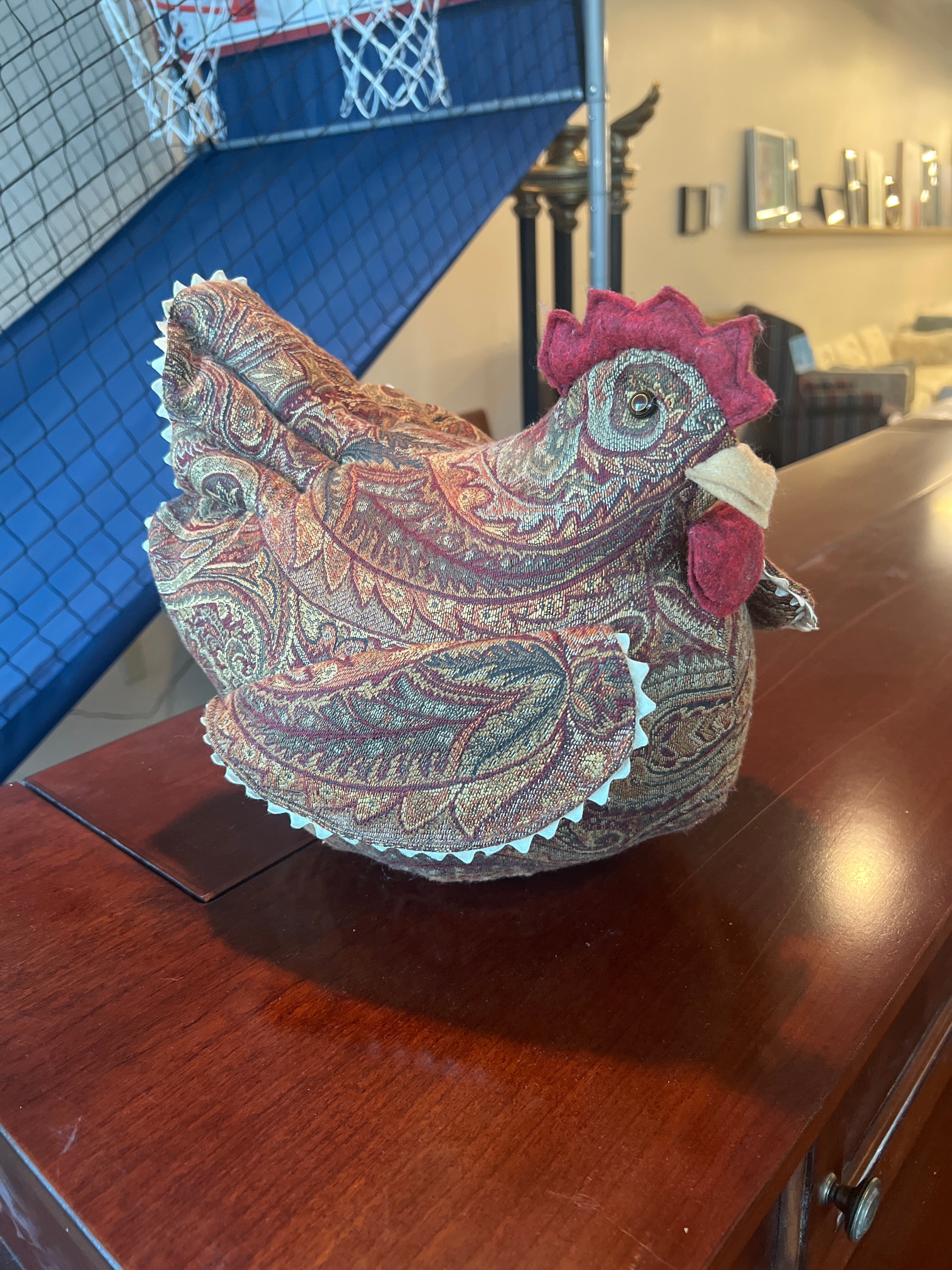Festive Fabric Turkey Decor, Paisley Patterned Plush Bird