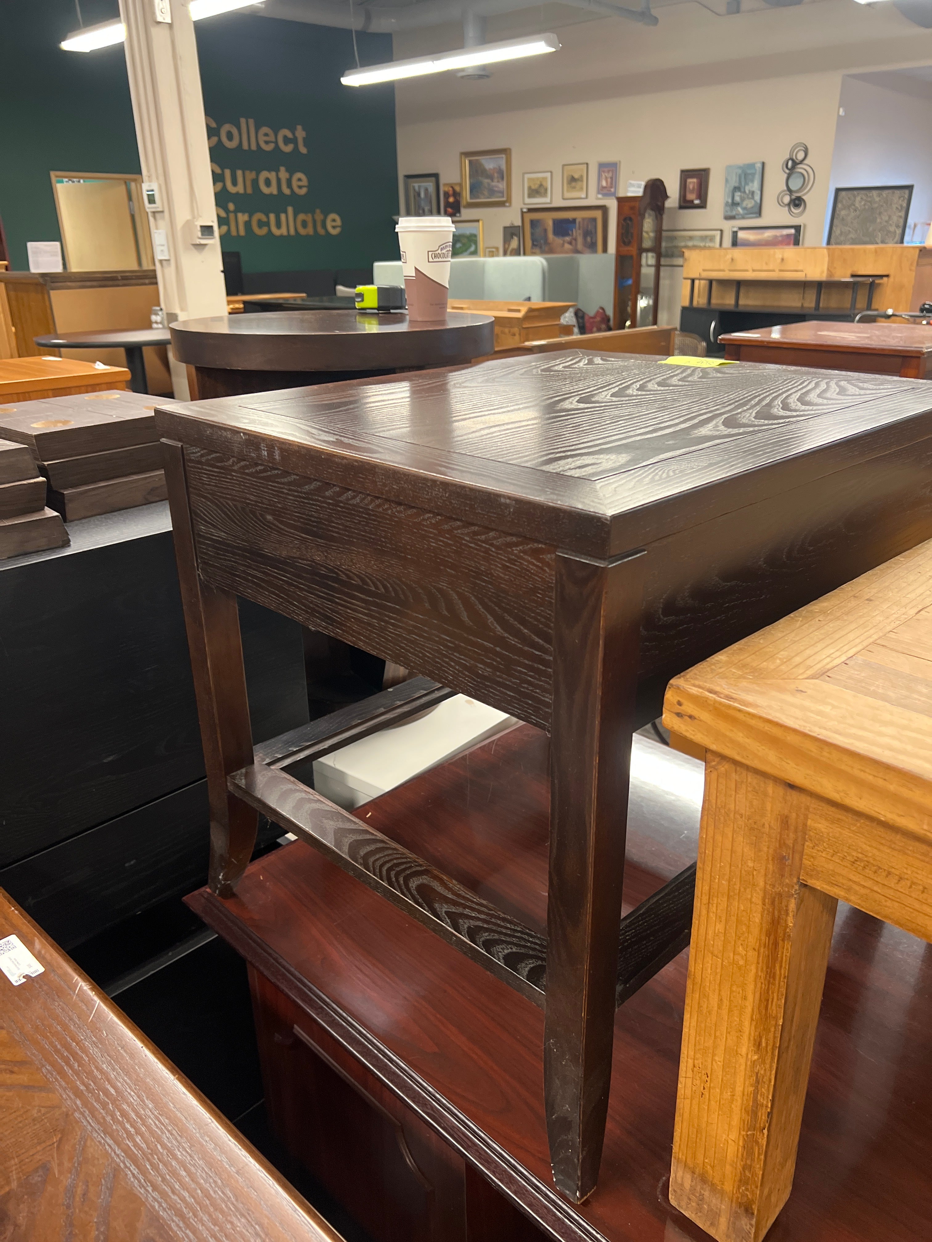 Dark Hardwood Stanley Side Table with Drawer