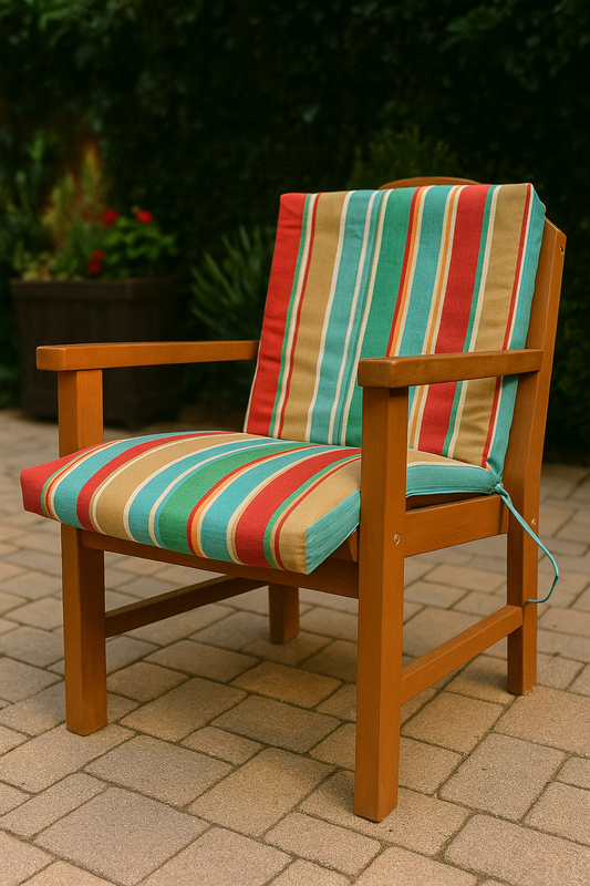 Wooden Patio Lounge Chair with Water Resistant Cushion