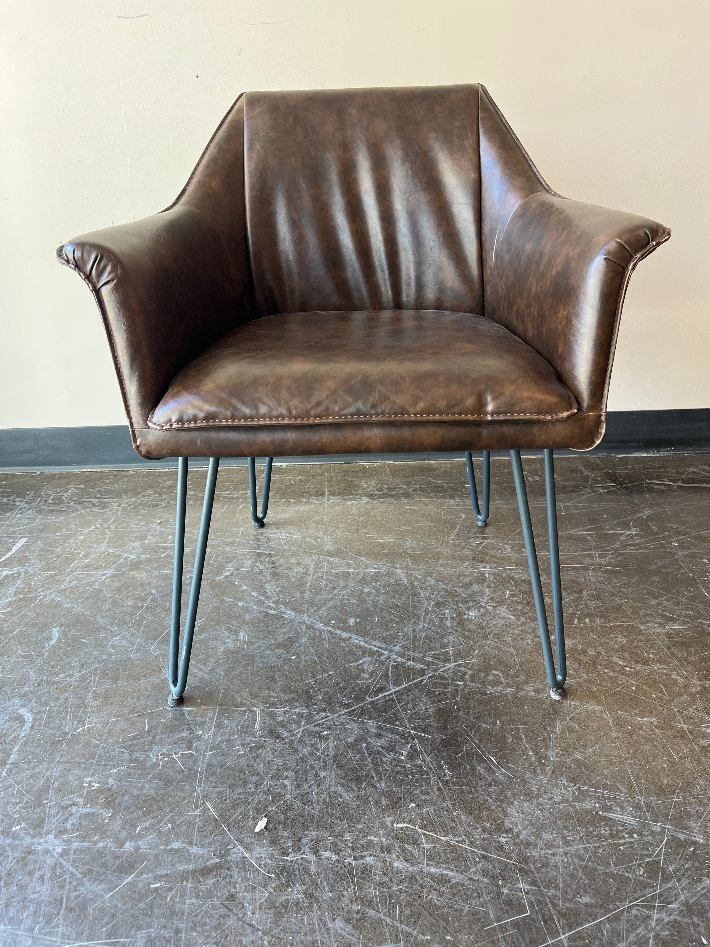 Rustic Brown Leather Accent Chair