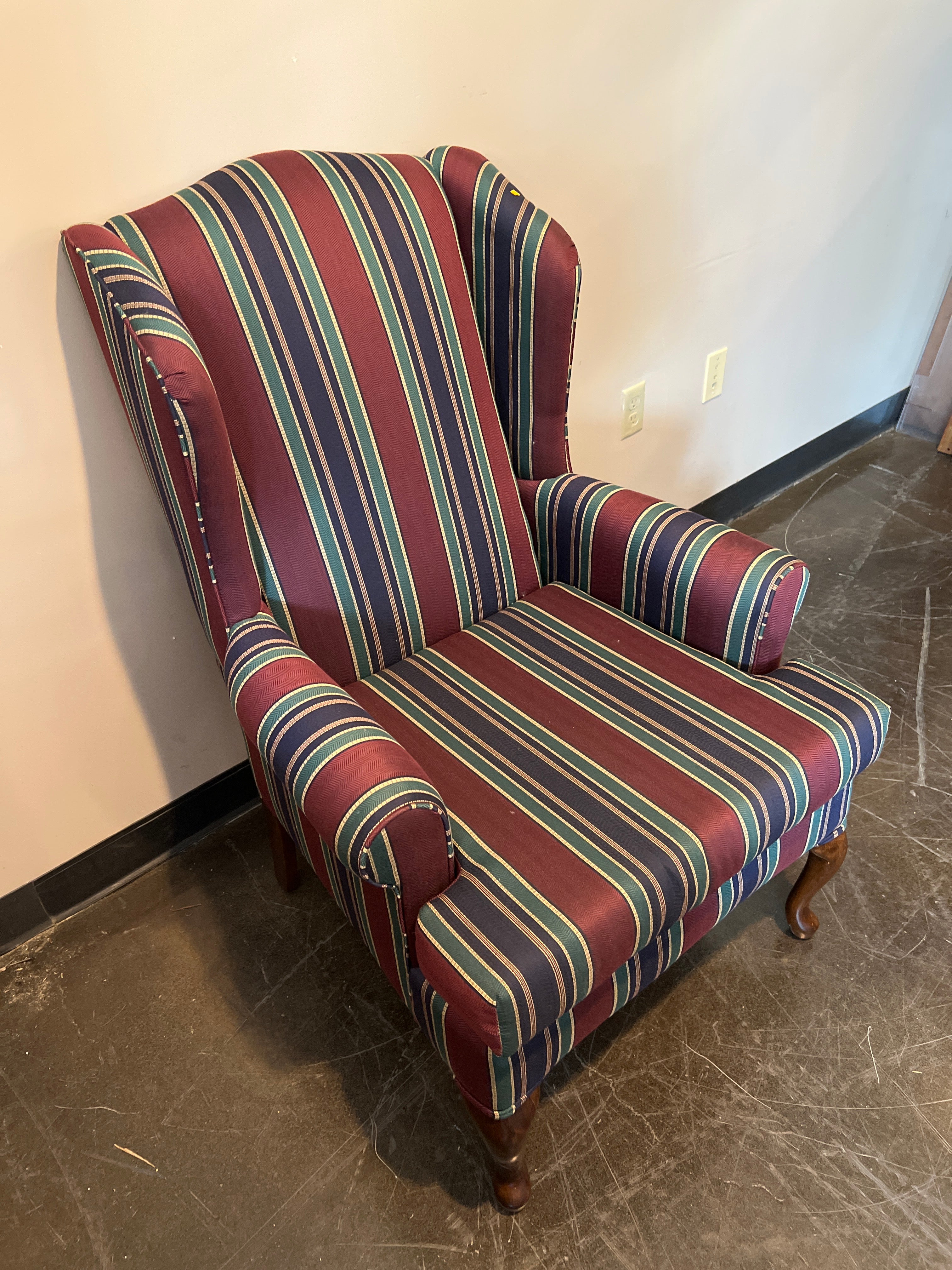 Basset Striped Wingback Accent Chair