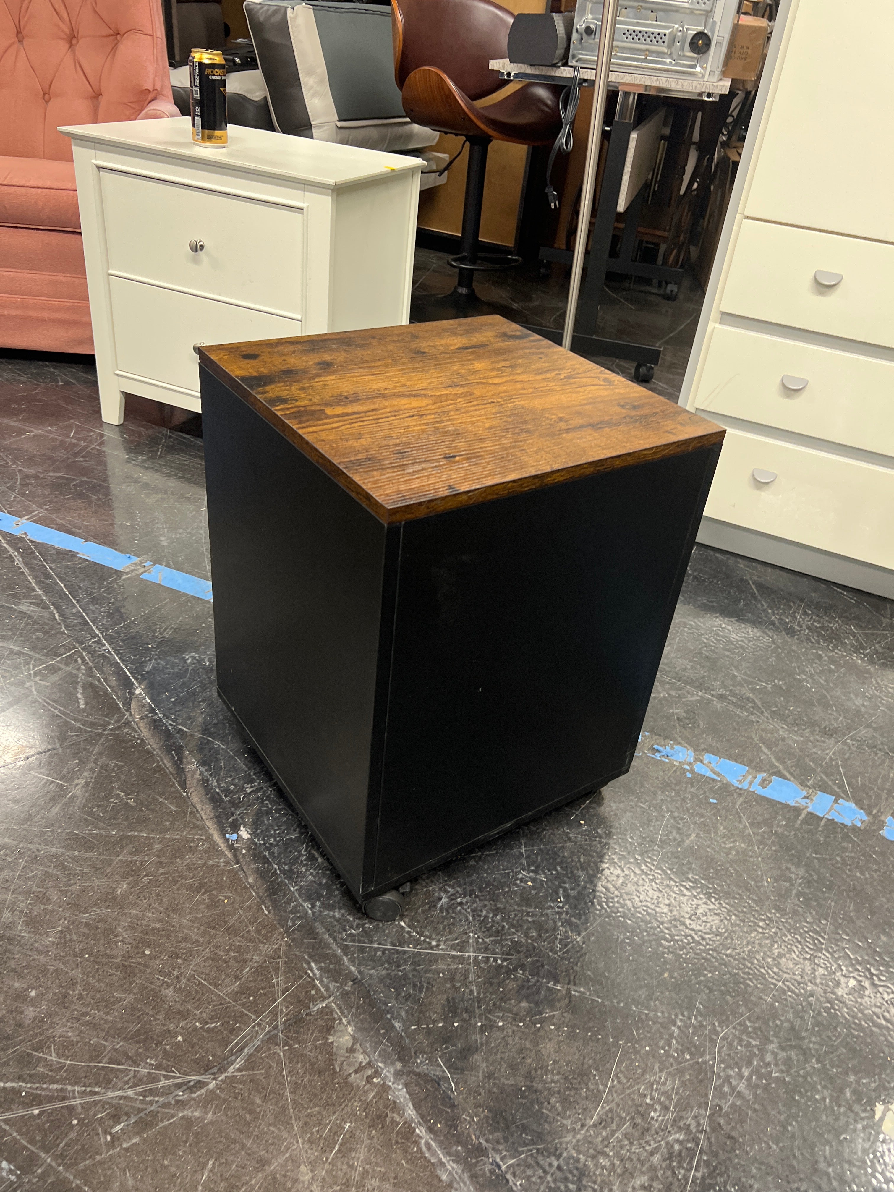 Rustic Two-Drawer Wood Nightstand