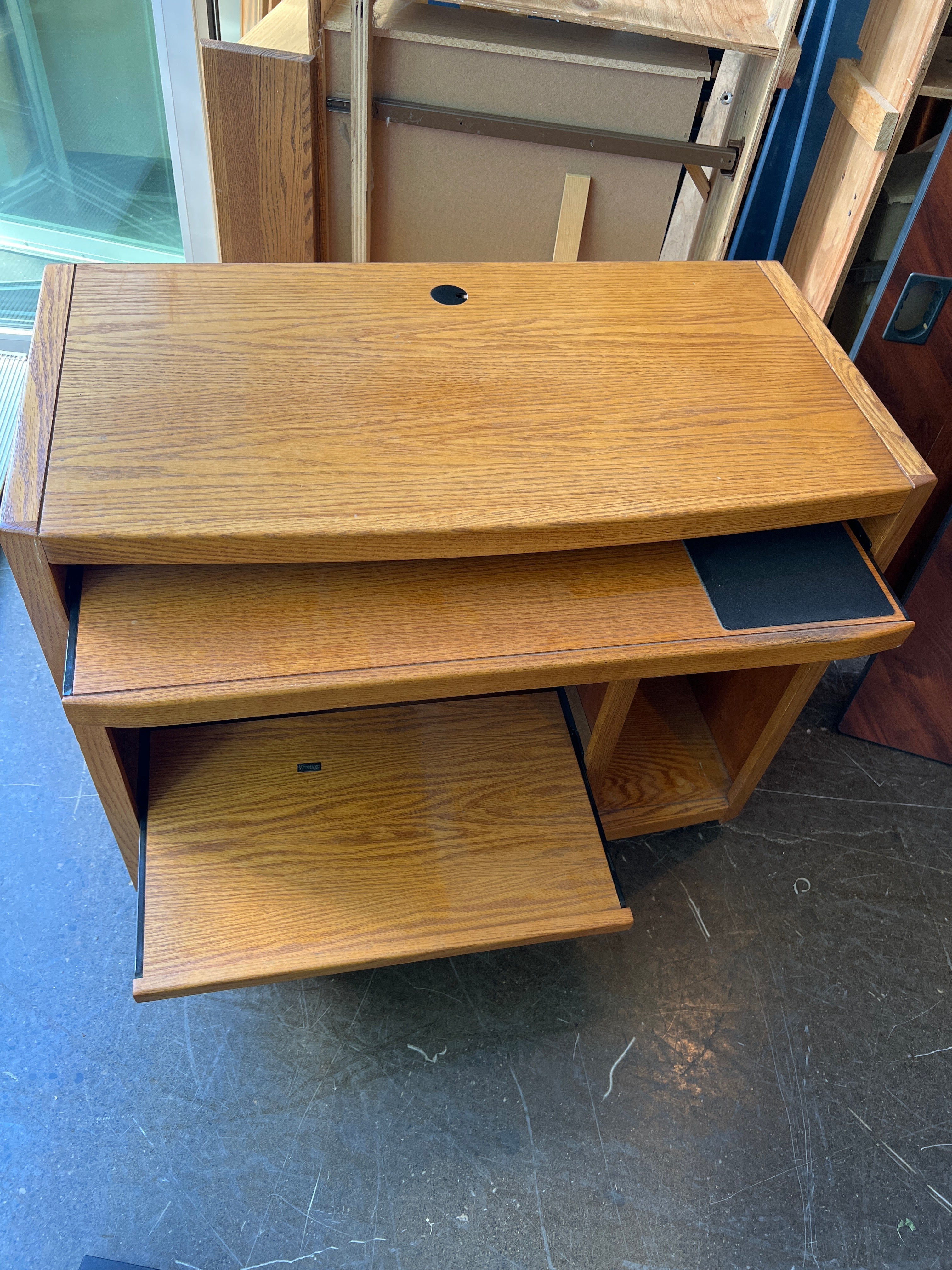 Oak Media Stand with Adjustable Shelves