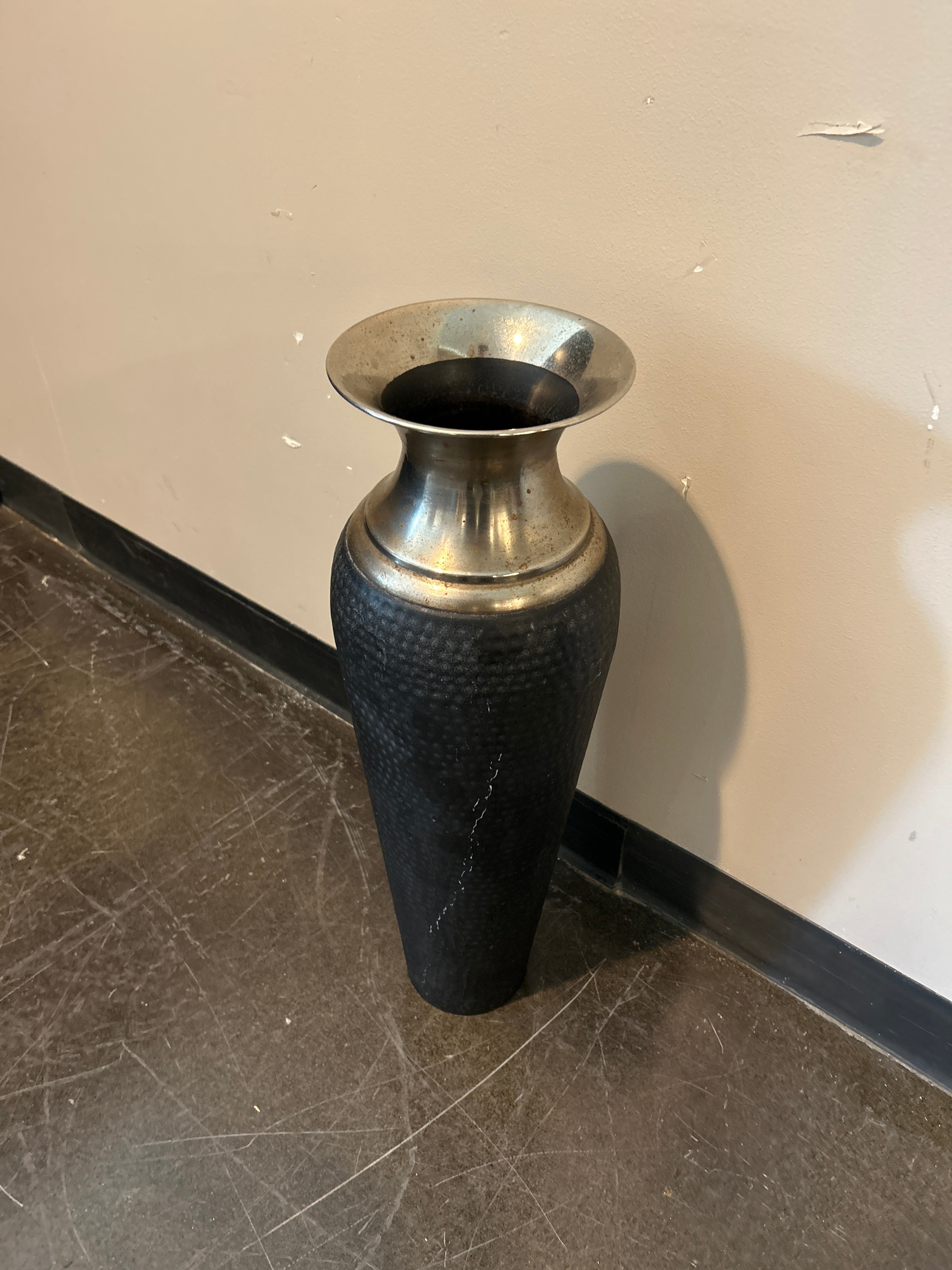 Black and Silver Metal Vase