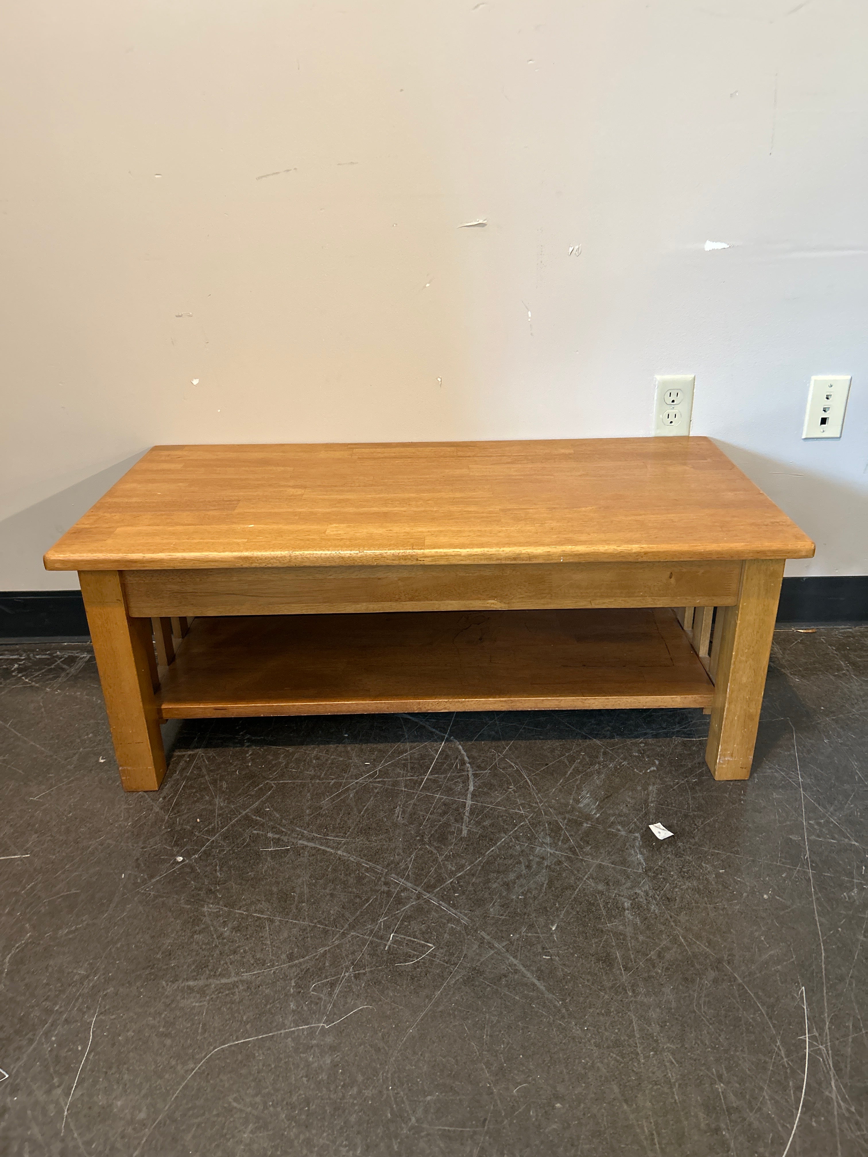 Solid Wood Coffee Table with Shelf