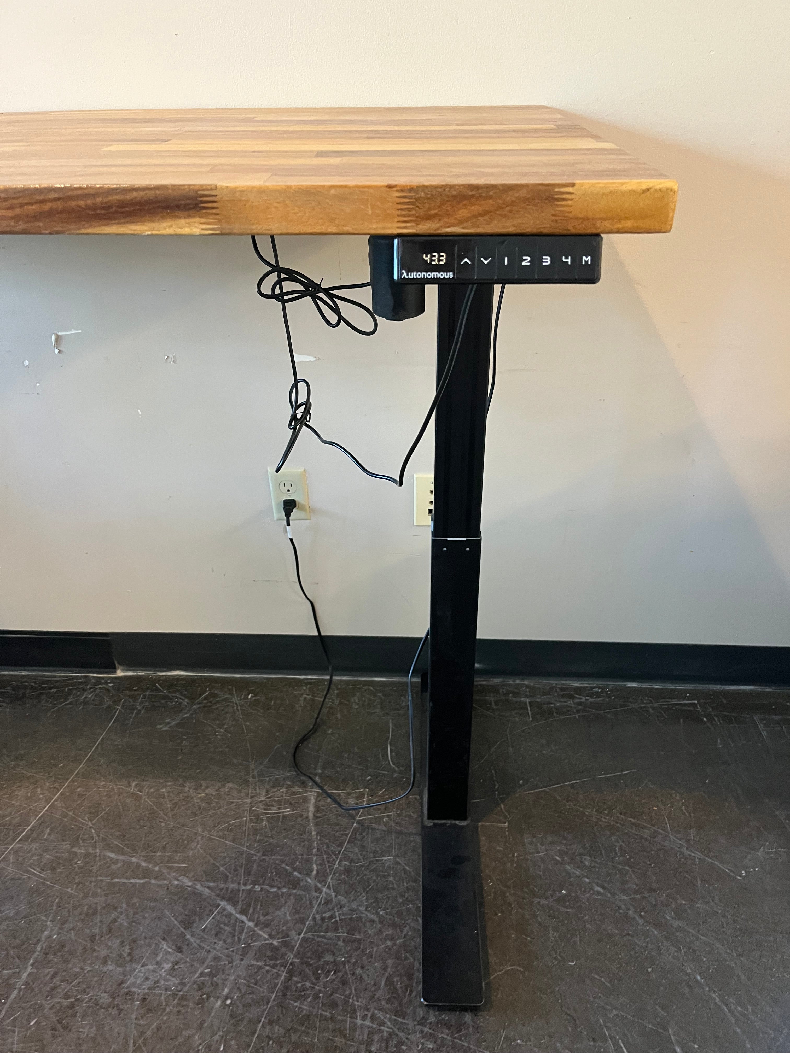 Autonomous Electric Adjustable Standing Desk with Butcher Block Style Top - 59” x 29.5” Workspace