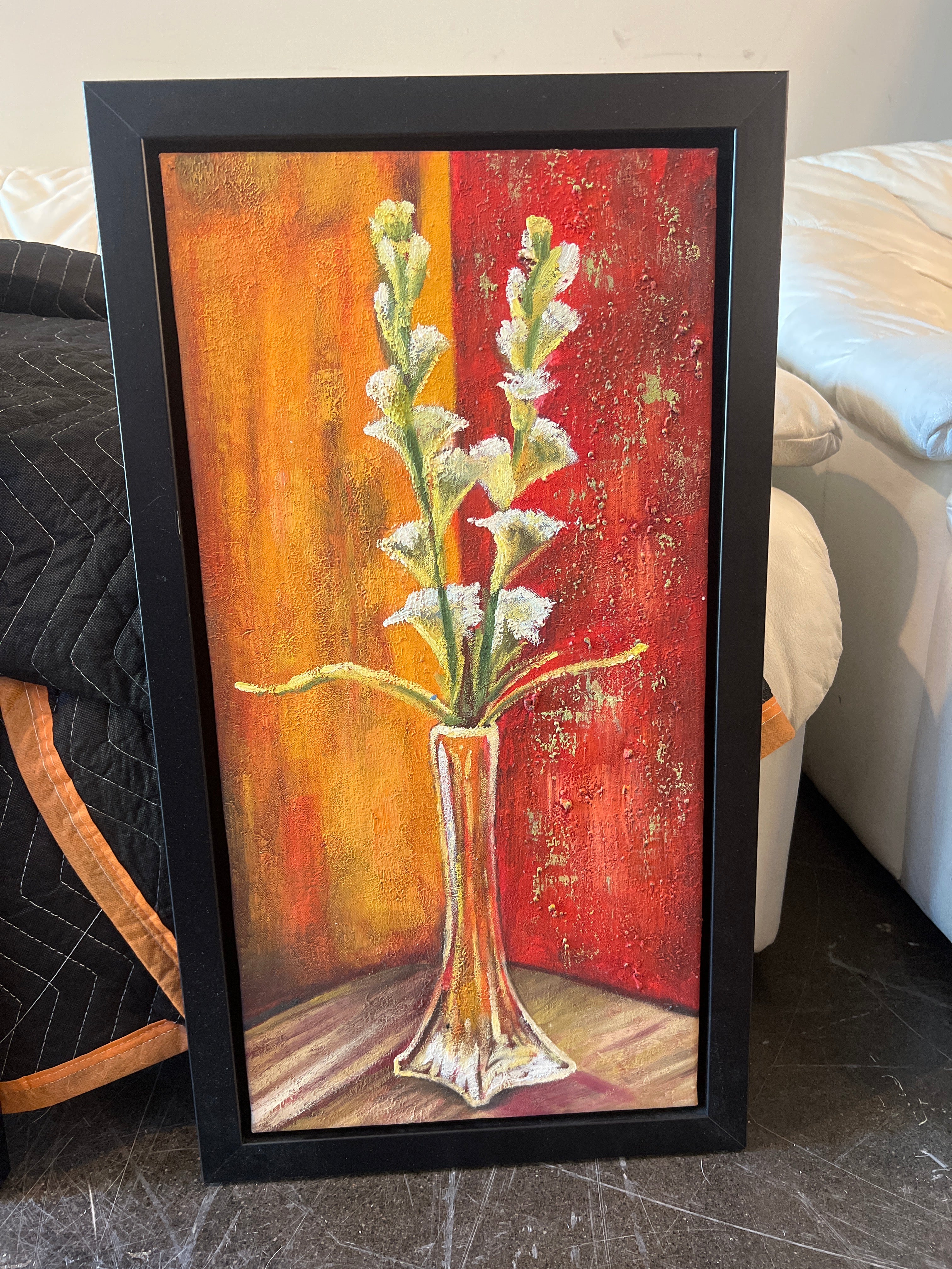 Triptych of Vibrant Floral Canvas Art in Black Frames