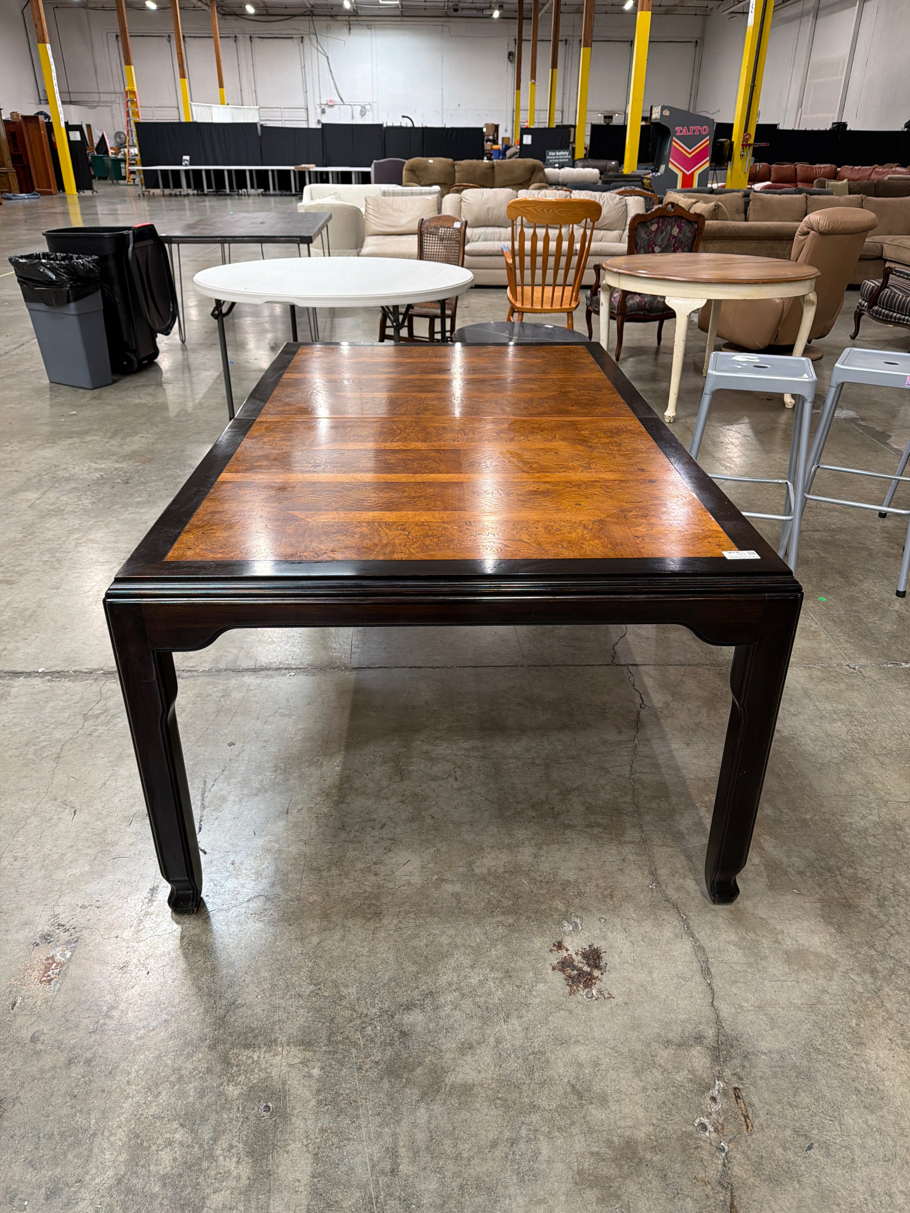 Vintage Century Furniture 'Chin Hua' Burl Wood & Black Lacquer Dining Table