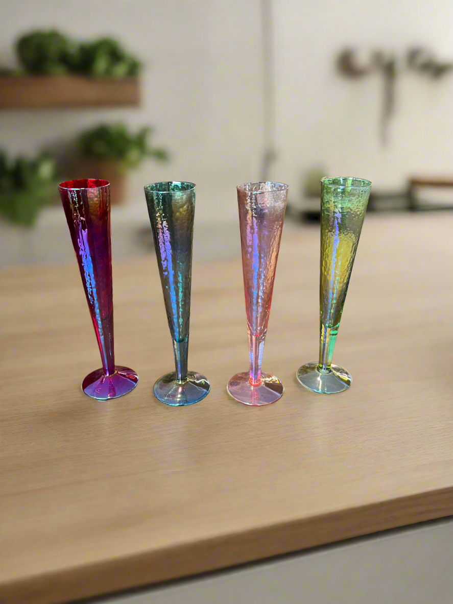Tommy Bahama Luster Champagne Glasses — Set of 4