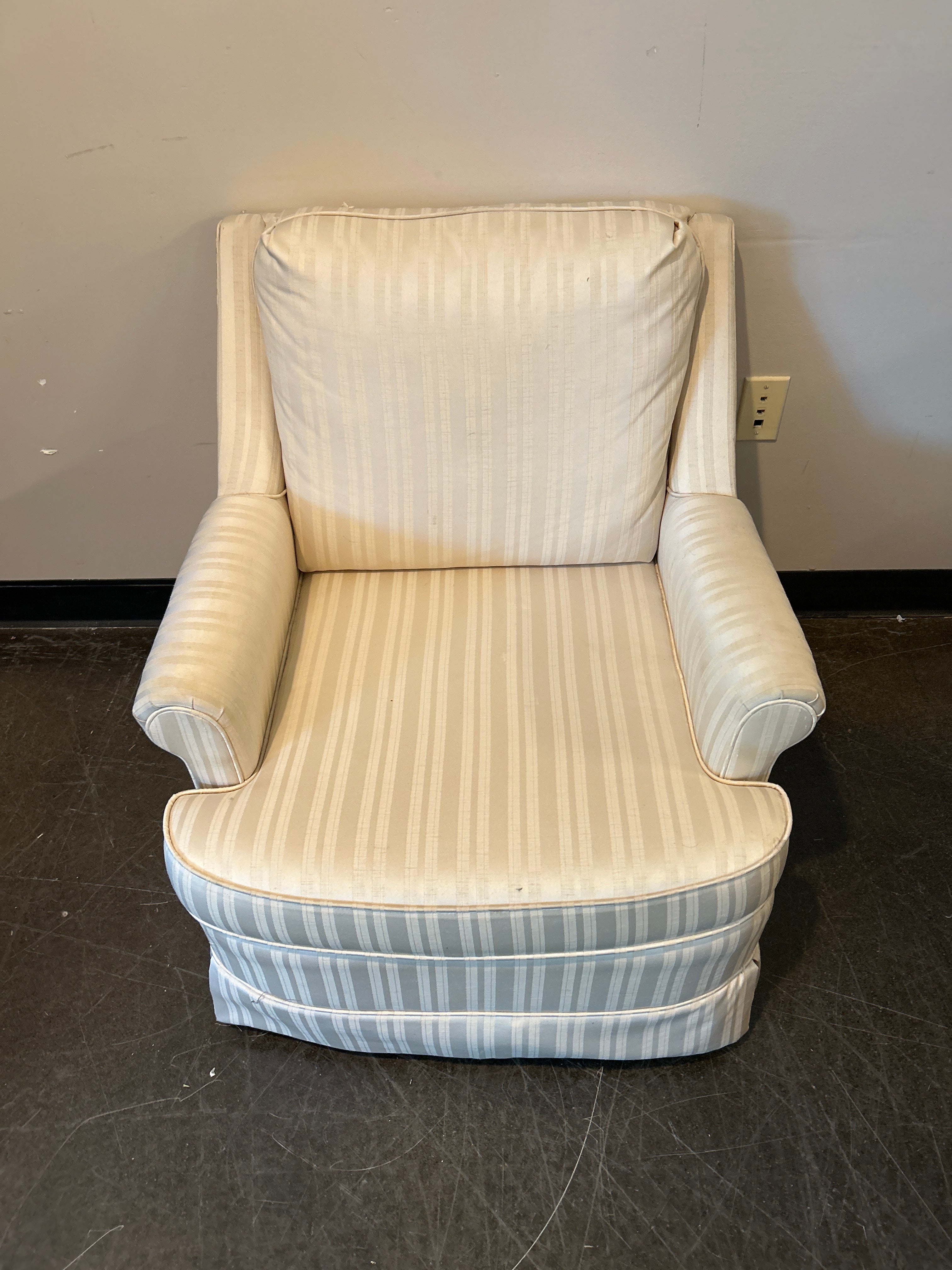 Striped Upholstered Club Chair Roto Rocker by Slyter Magnuson