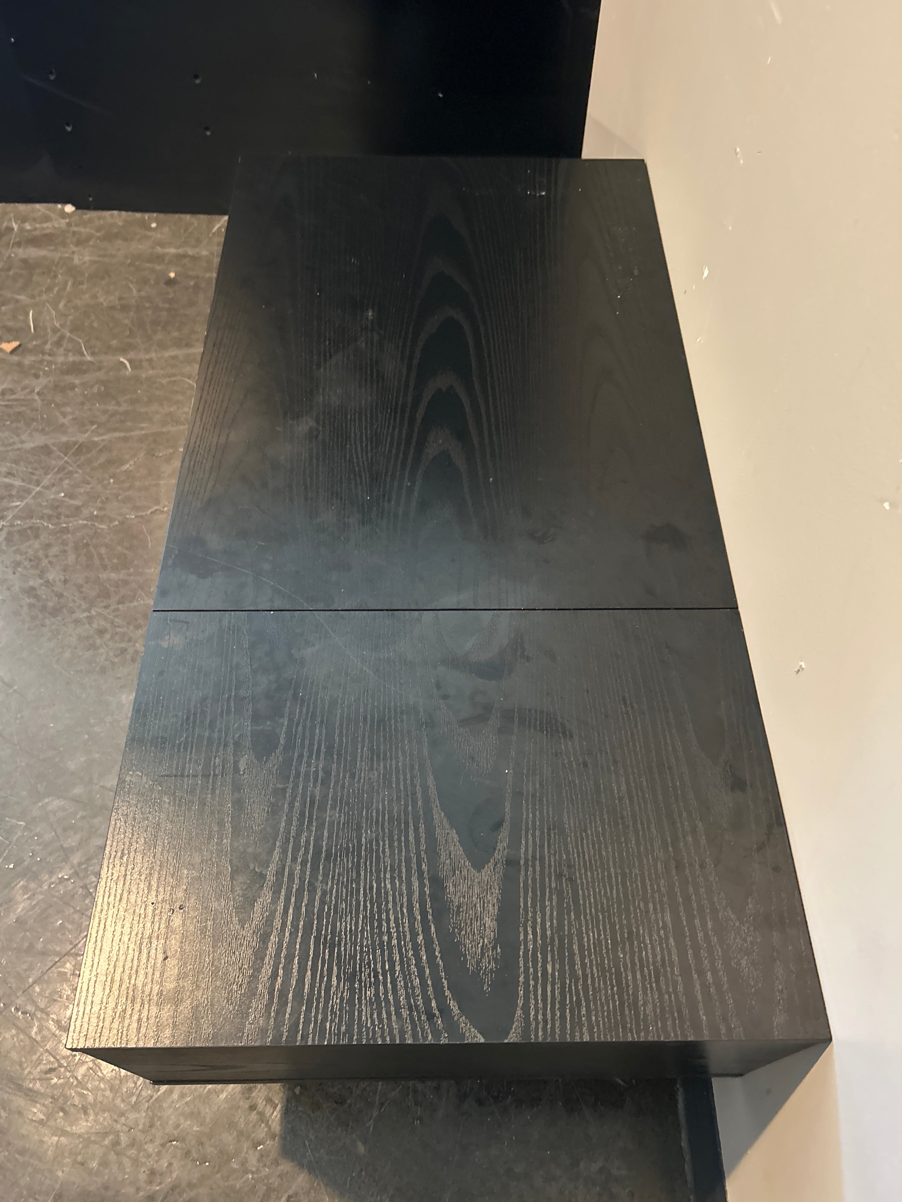 Modern Black Coffee Table with Drawer and Open Shelf