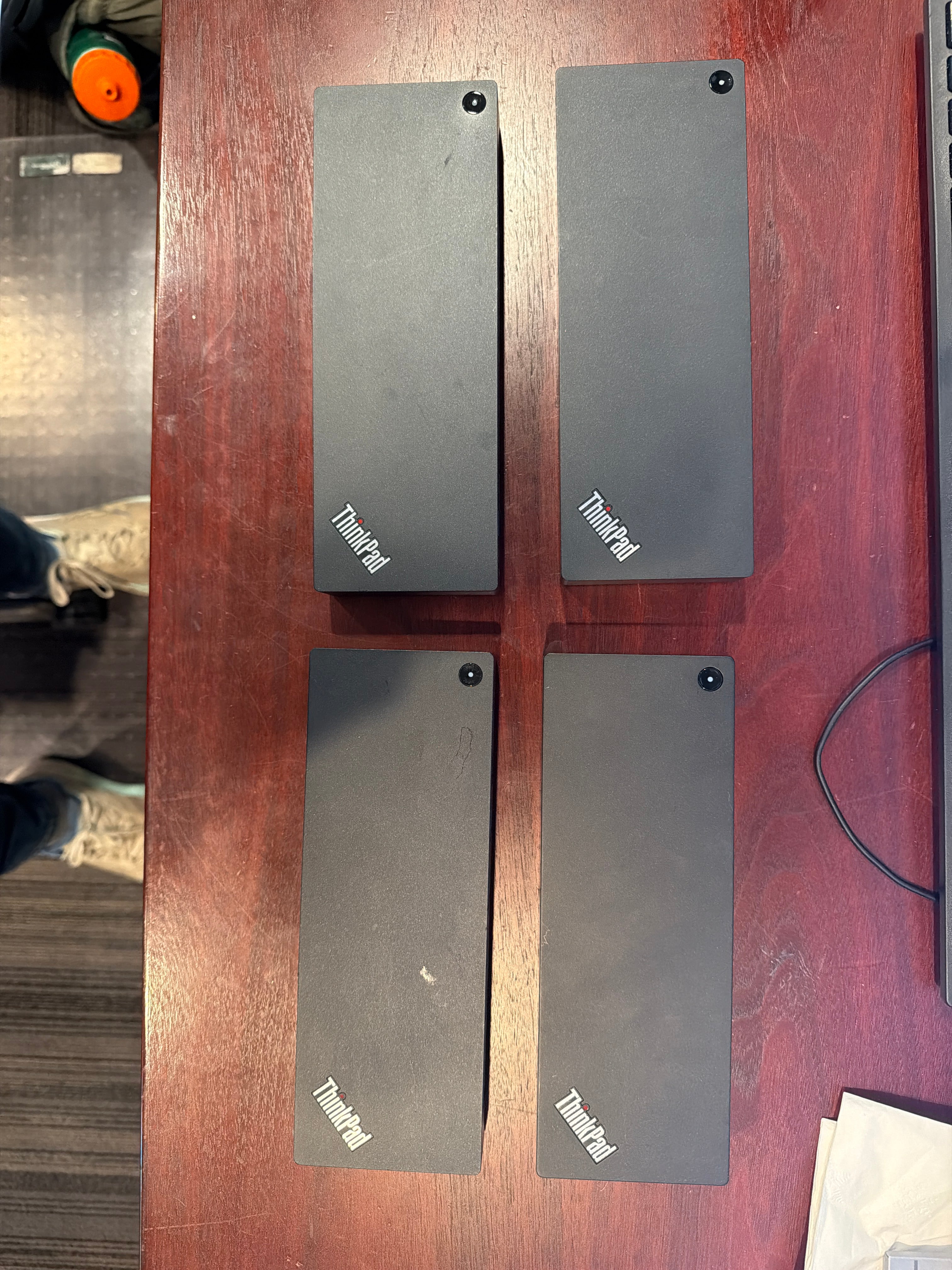 Four (4) Lenovo ThinkPad Thunderbolt 3 Workstation Dock Gen 2 (NO POWER CORD) Model No DK1841 - DOCKS ONLY - Turn On.