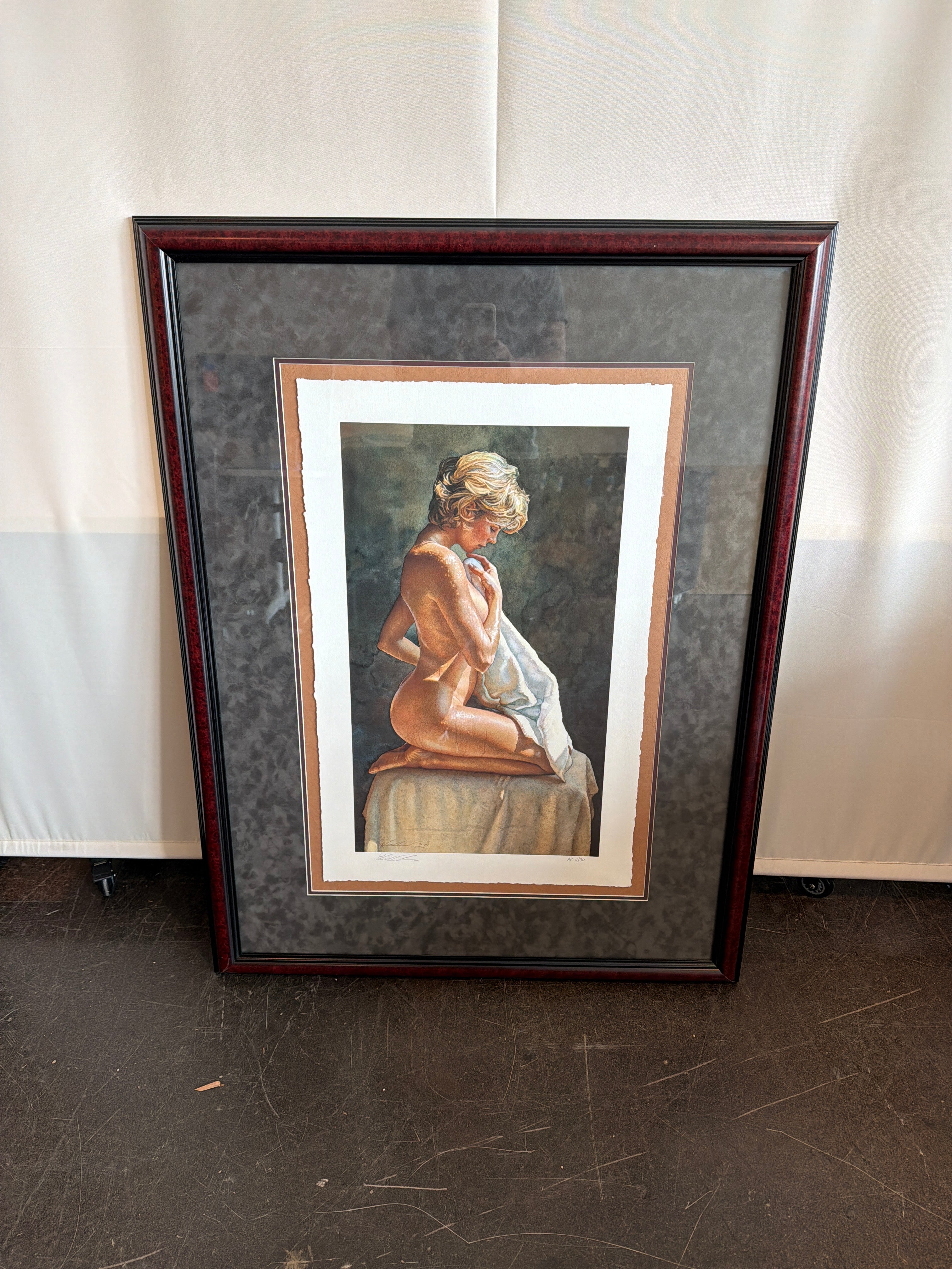 Steve Hanks Signed Framed Figurative Nude Artwork Print with Multi-Layered Matting AP 11/30