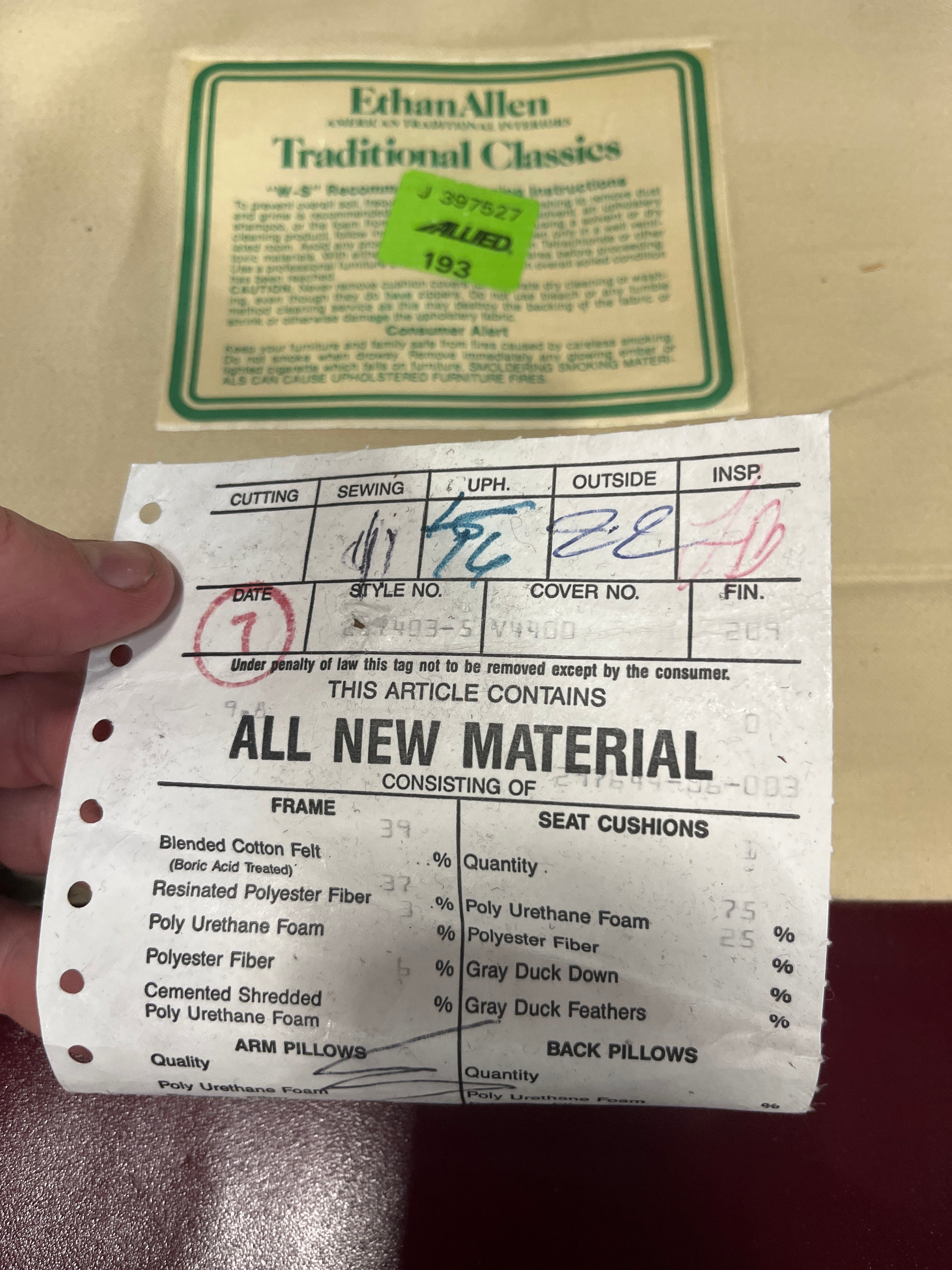 Warehouse Sale - Ethan Allen Crimson Leather Wingback Chair - Broken springs needs repair