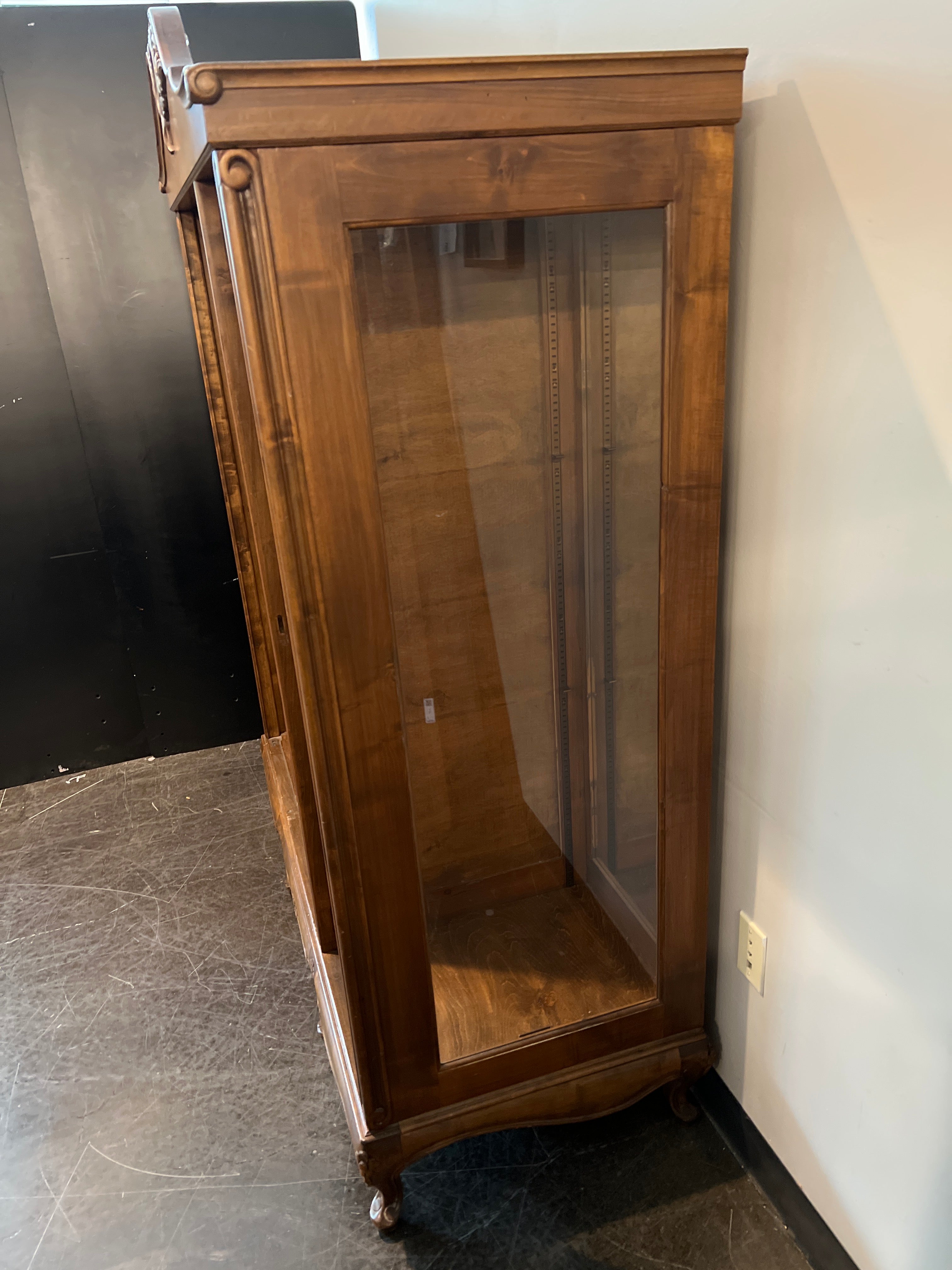 Vintage French Provincial Display Cabinet with Mirrored Back