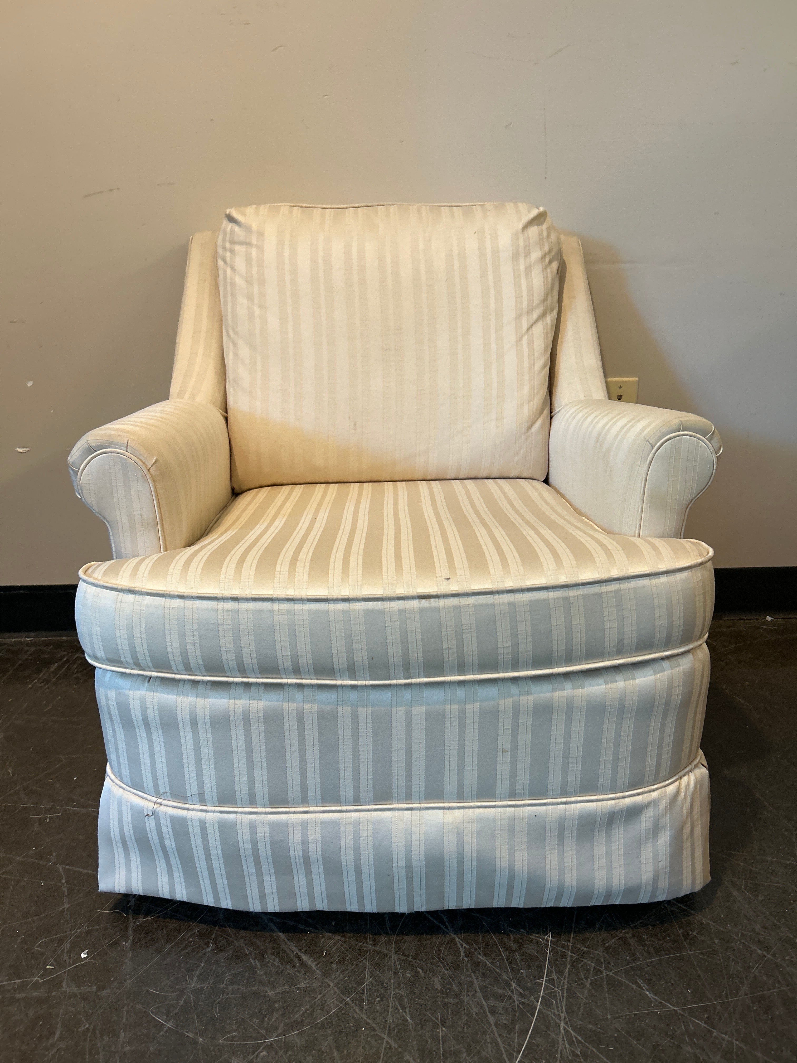 Striped Upholstered Club Chair Roto Rocker by Slyter Magnuson