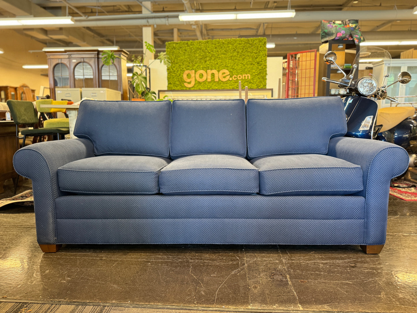 Ethan Allen Spencer Roll-Arm Sofa and Ottoman