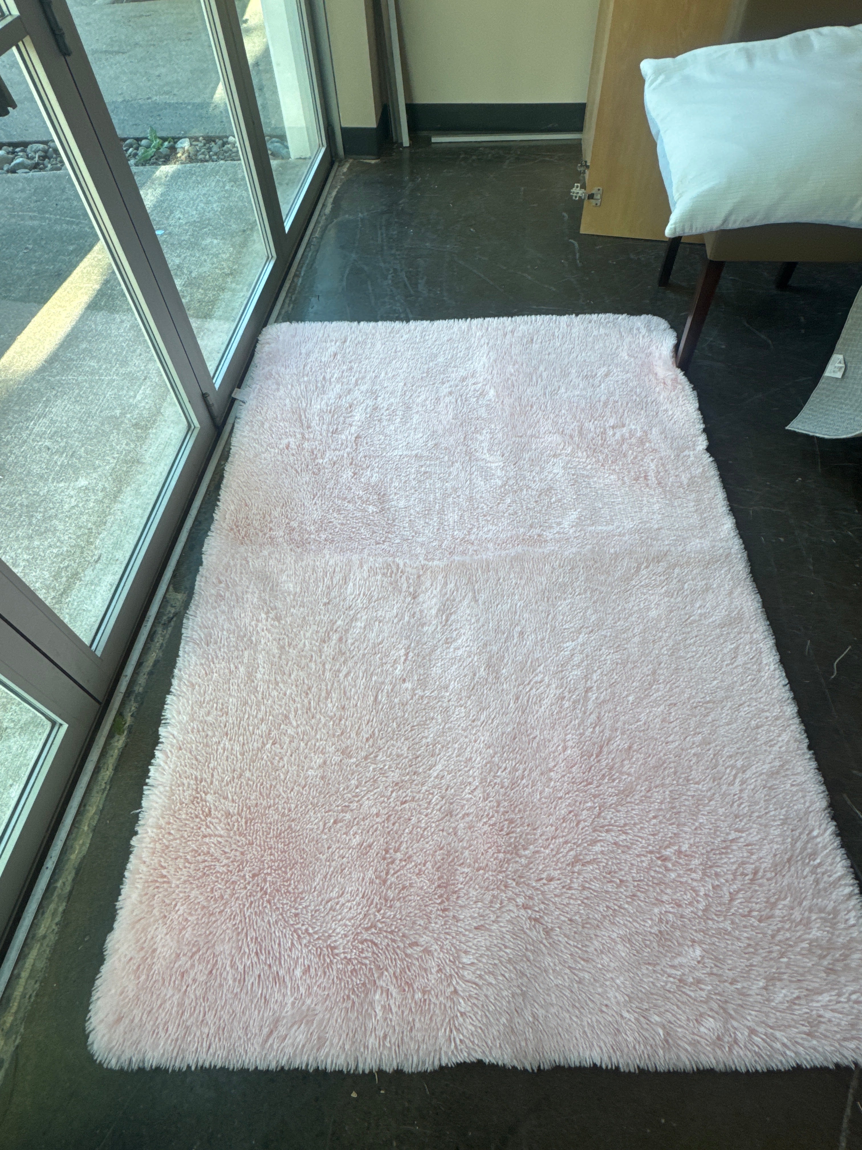 Blush Pink Faux Fur Area Rug