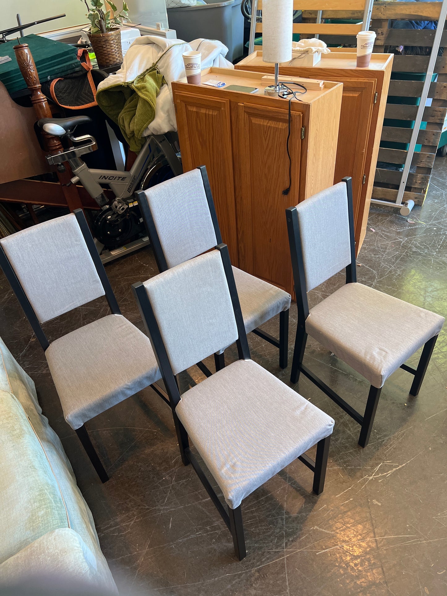 IKEA Dining Chair, Gray with Dark Wood