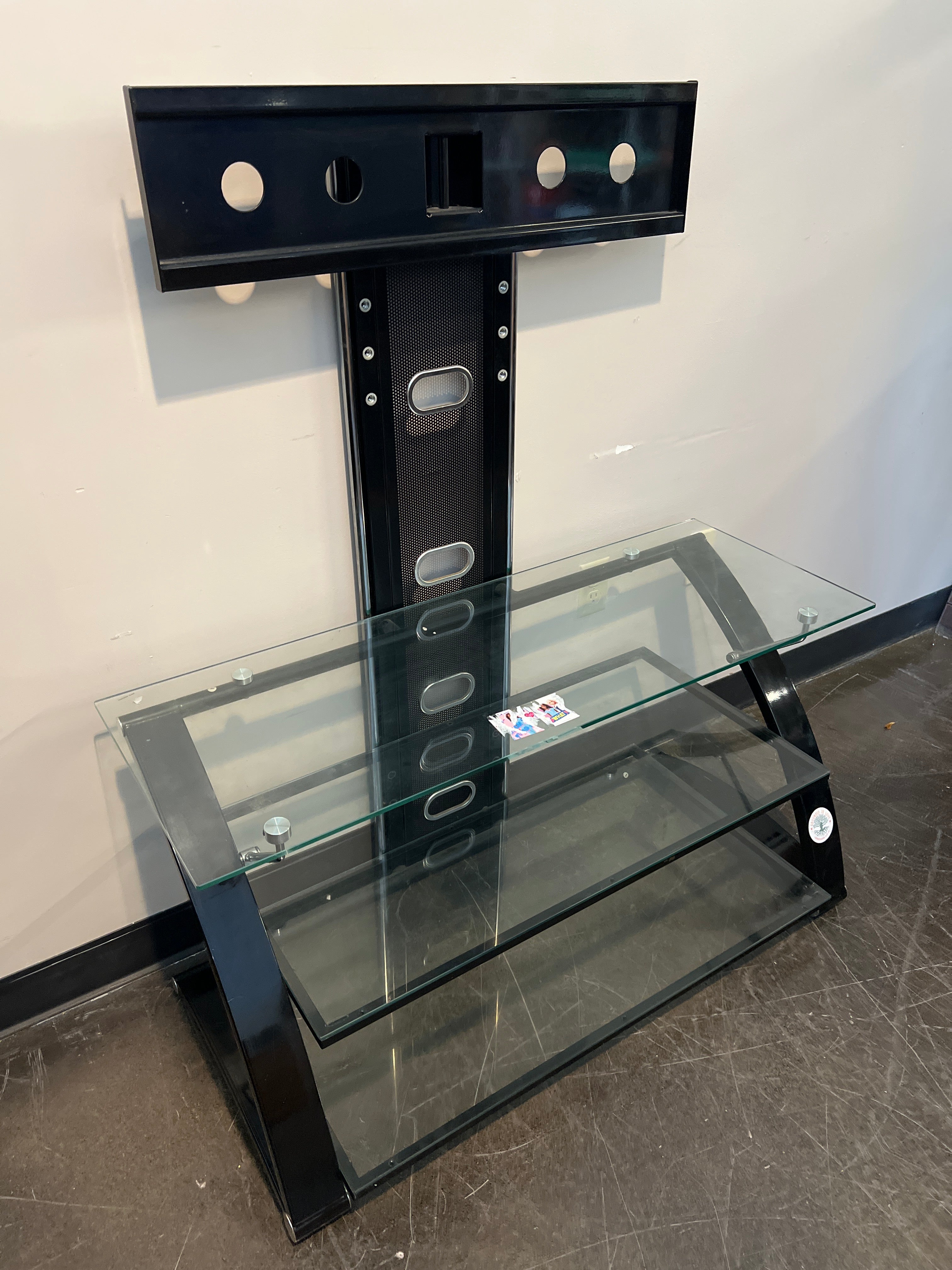 Glass TV Stand with Mount and Shelves