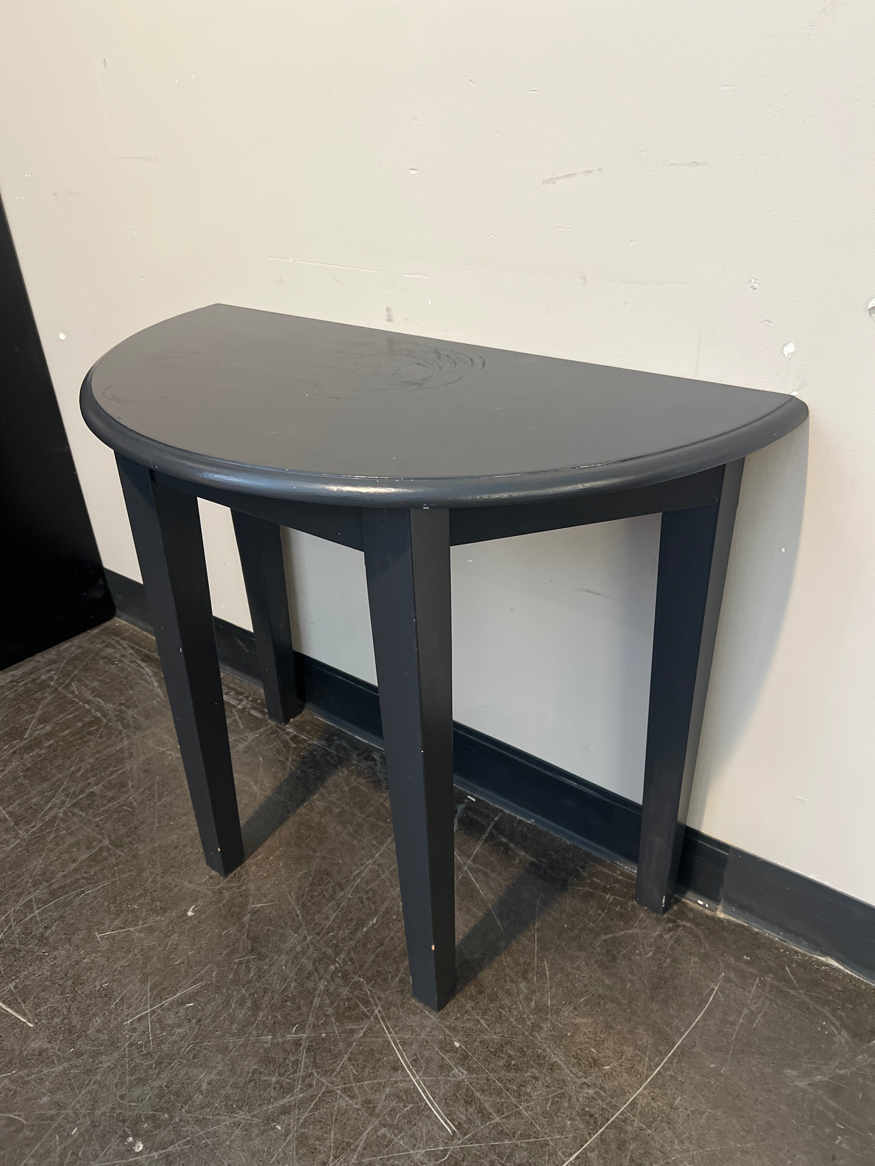 Dark Grey Hardwood Half-Moon Console Table