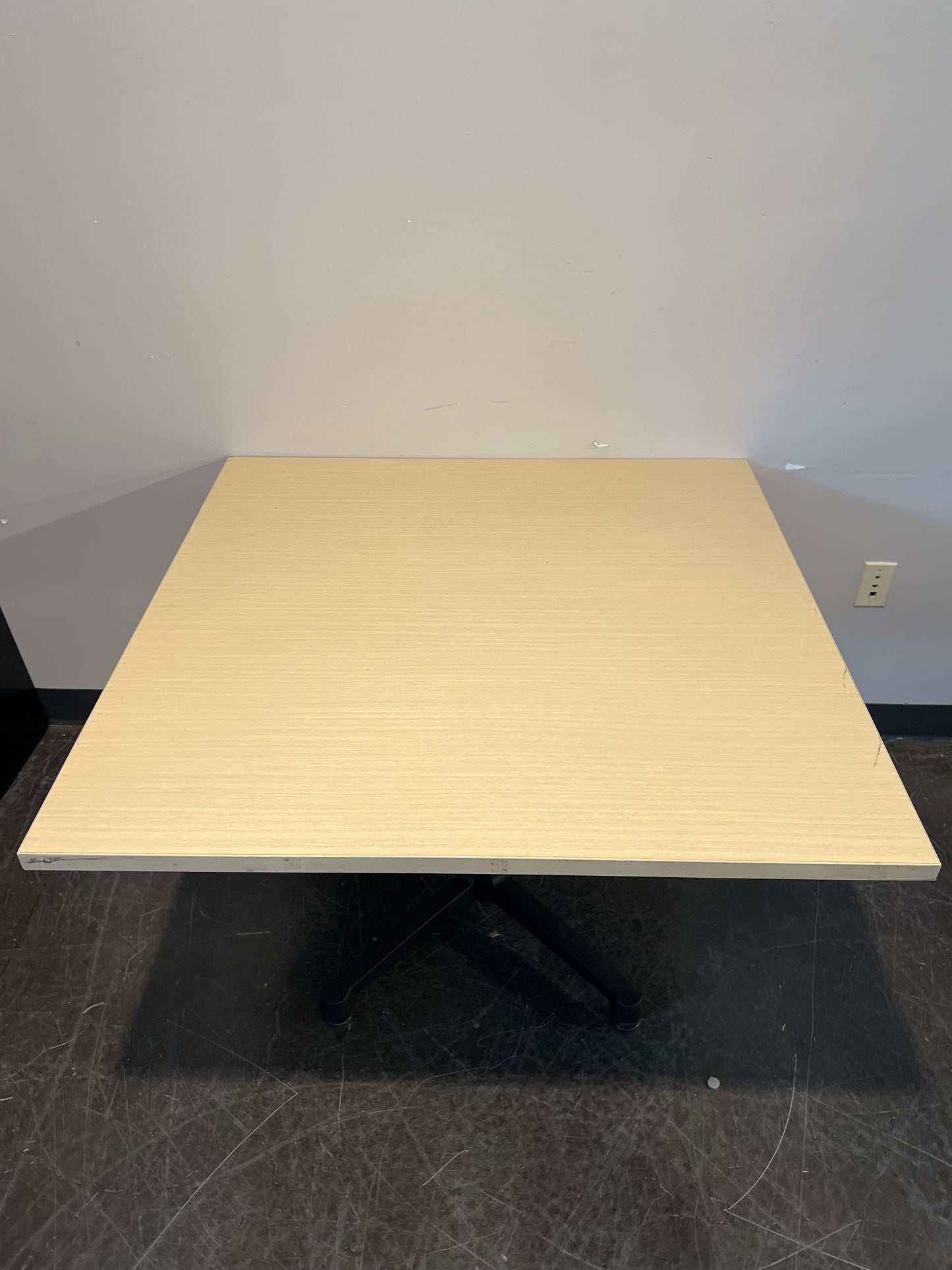 Square Laminate Office Table with Black X-Base – 42” x 42”