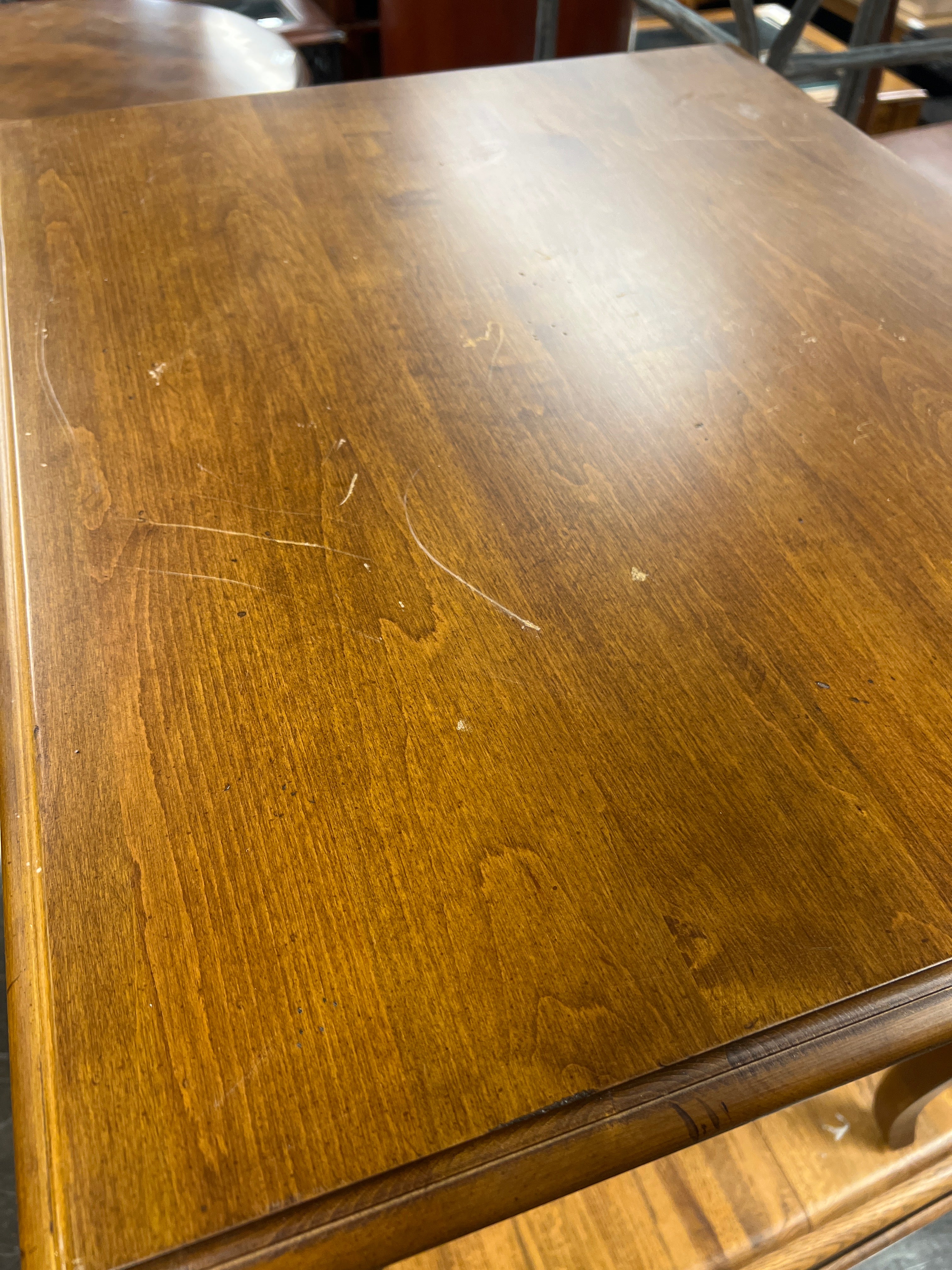 Ethan Allen Traditional Brown Wood Side Table with Storage Drawer